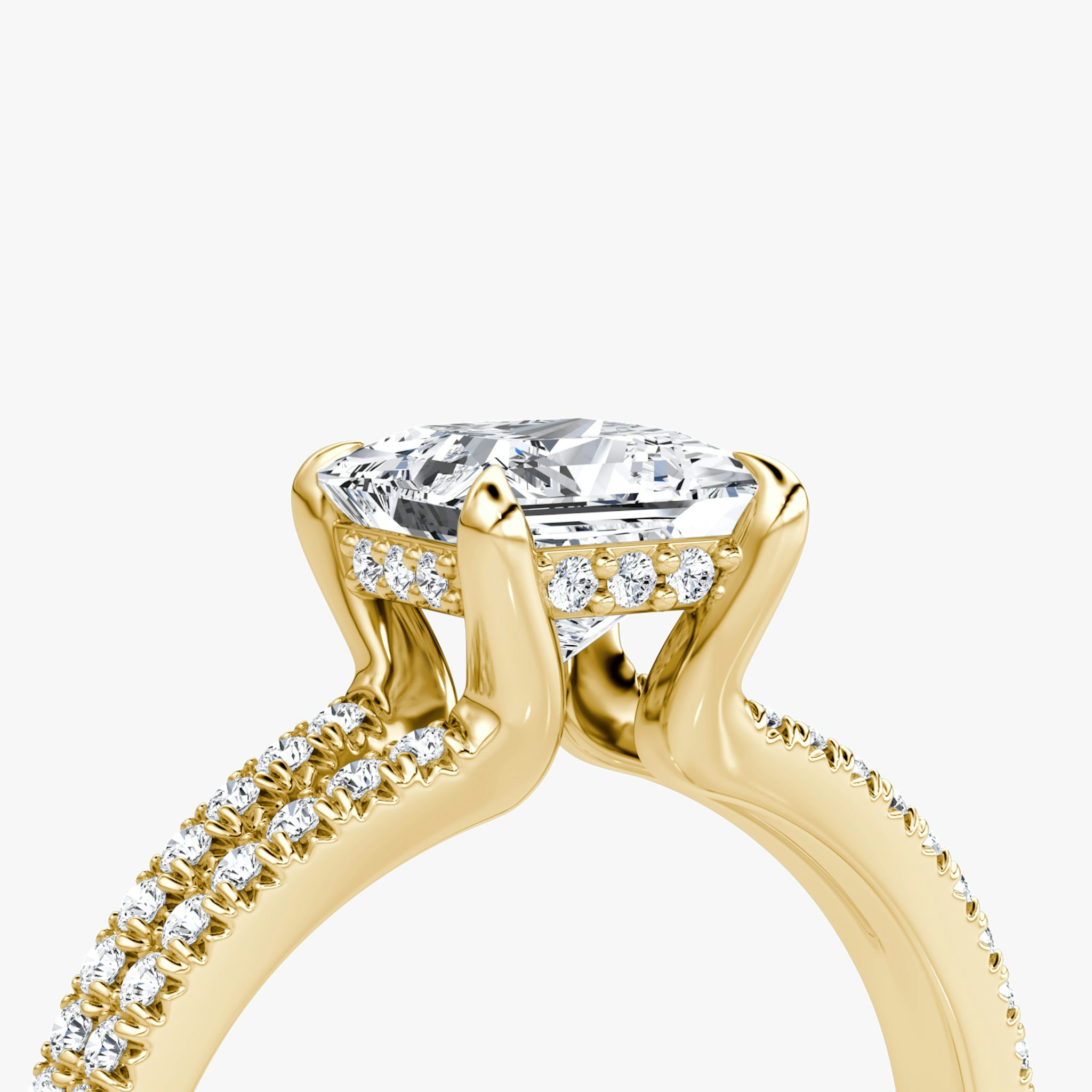 The Floating Split Band | Princess | 18k | Yellow Gold | bandAccent: Pavé | diamondOrientation: vertical | caratWeight: other