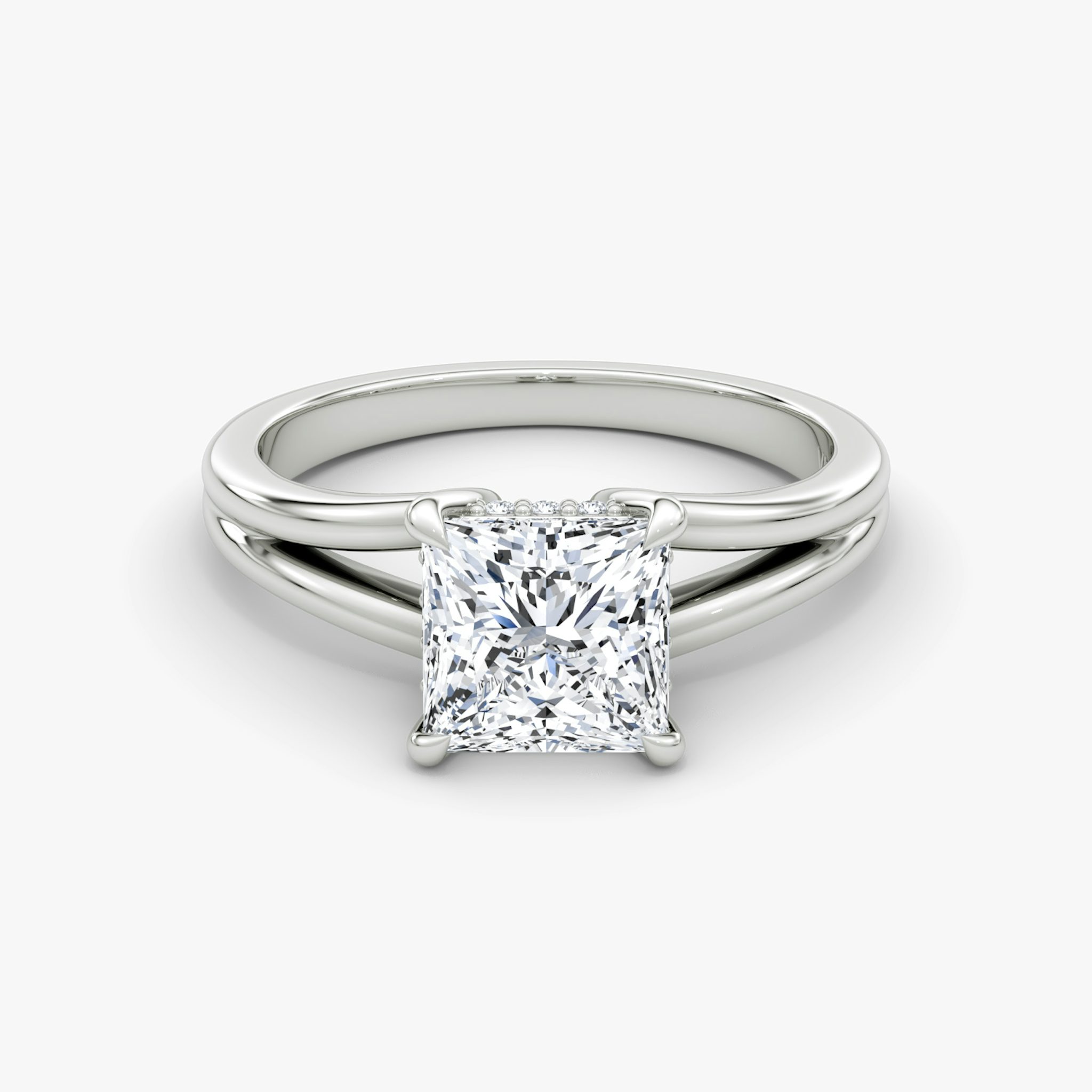 The Floating Split Band | Princess | 18k | White Gold | bandAccent: Plain | diamondOrientation: vertical | caratWeight: other