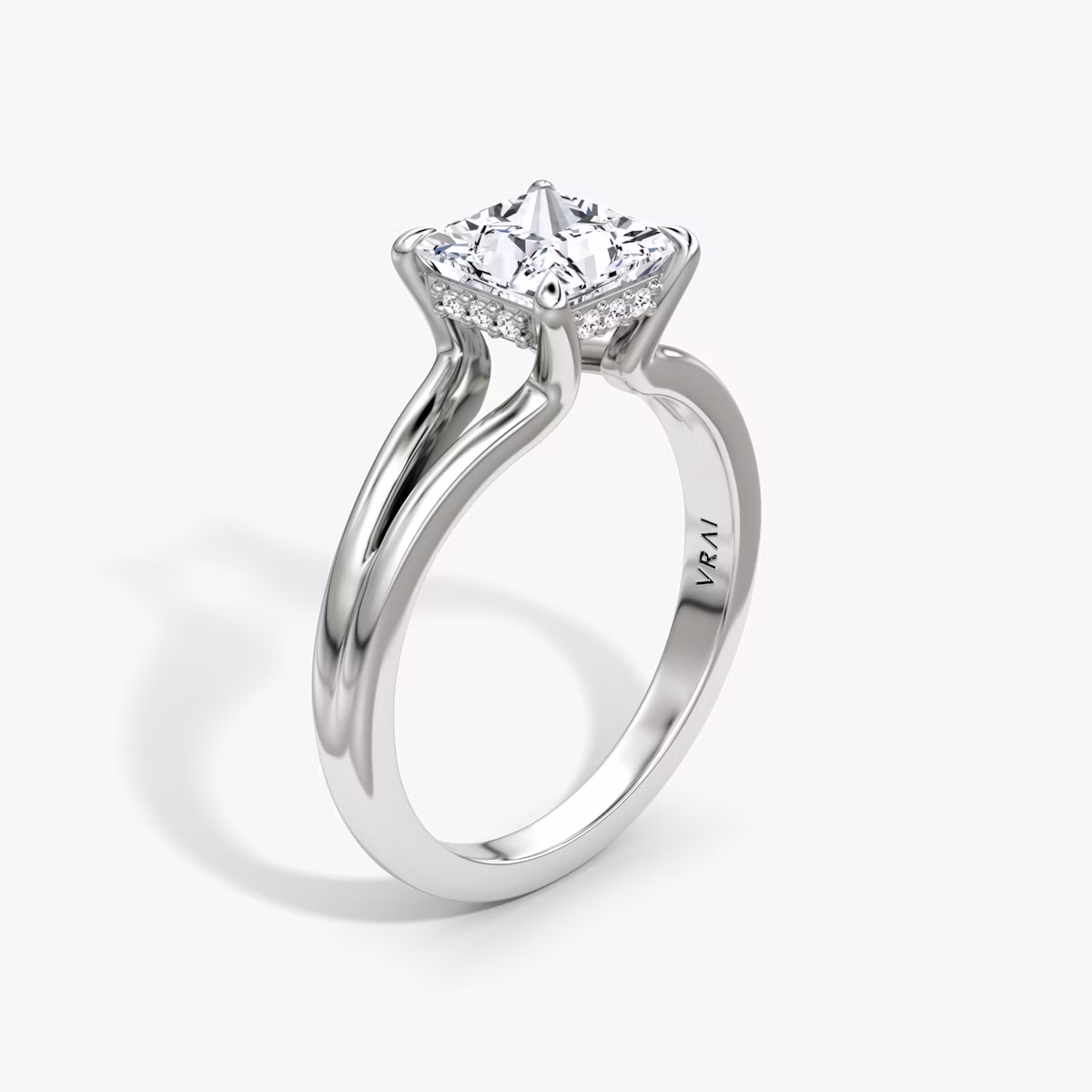 The Floating Split Band | Princess | Platinum | bandAccent: Plain | diamondOrientation: vertical | caratWeight: other