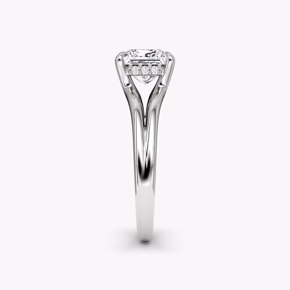 The Floating Split Band | Princess | Platinum | bandAccent: Plain | diamondOrientation: vertical | caratWeight: other