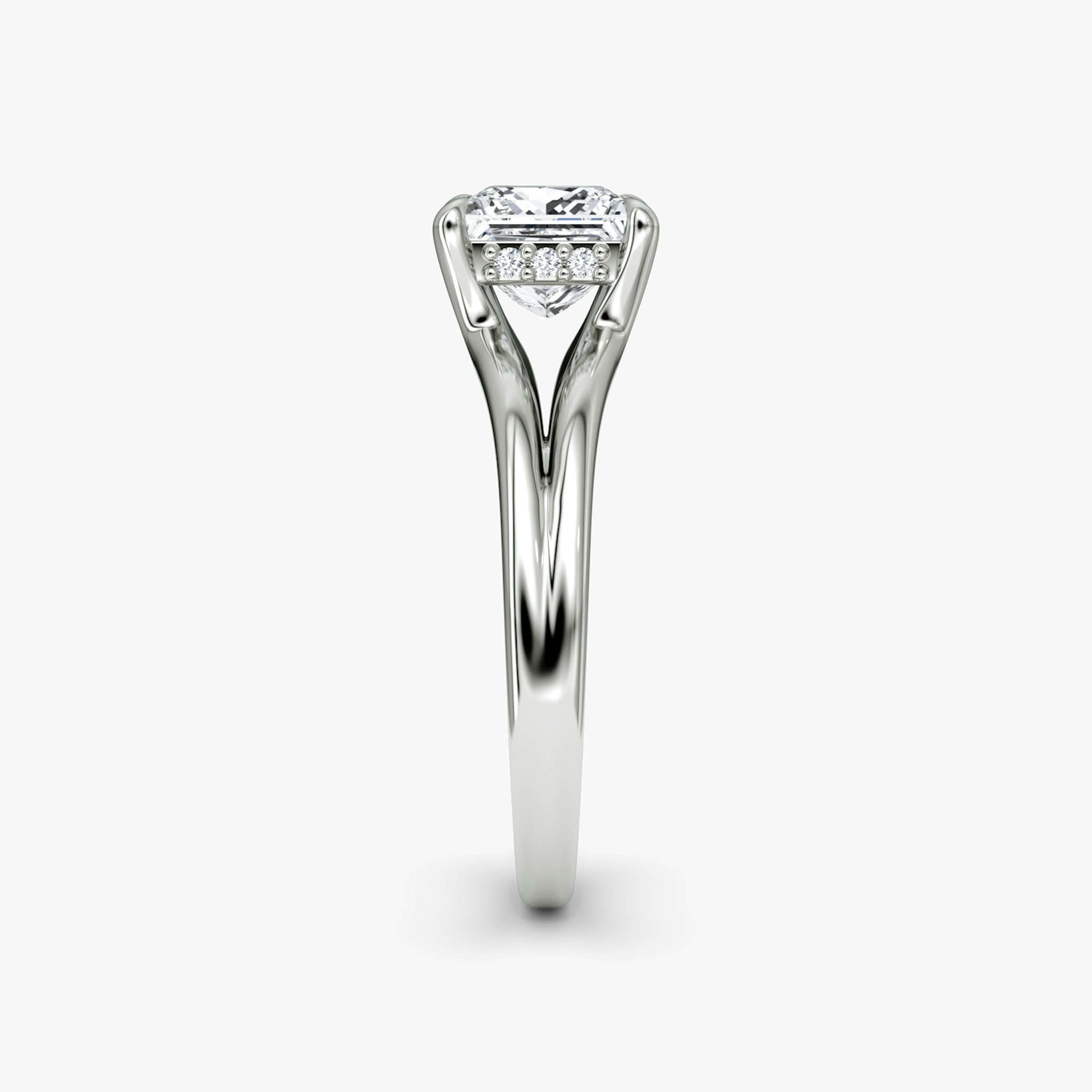 The Floating Split Band | Princess | 18k | White Gold | bandAccent: Plain | diamondOrientation: vertical | caratWeight: other
