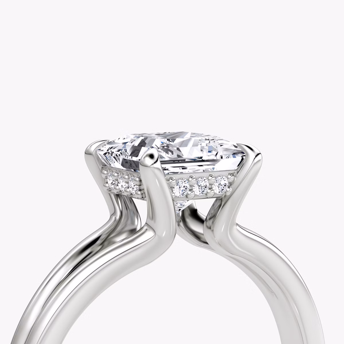 The Floating Split Band | Princess | Platinum | bandAccent: Plain | diamondOrientation: vertical | caratWeight: other