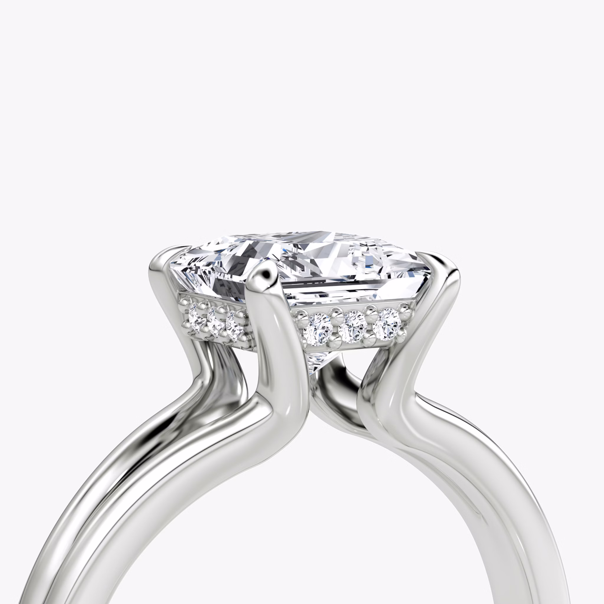 The Floating Split Band | Princess | 18k | White Gold | bandAccent: Plain | diamondOrientation: vertical | caratWeight: other