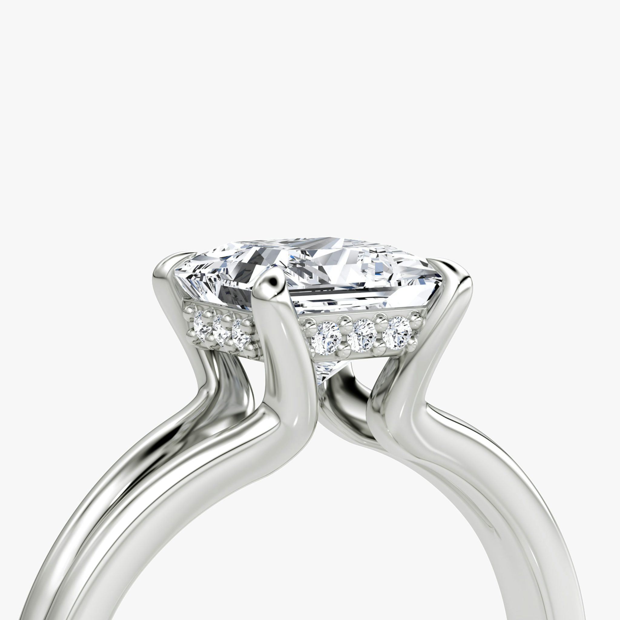 The Floating Split Band | Princess | 18k | White Gold | bandAccent: Plain | diamondOrientation: vertical | caratWeight: other
