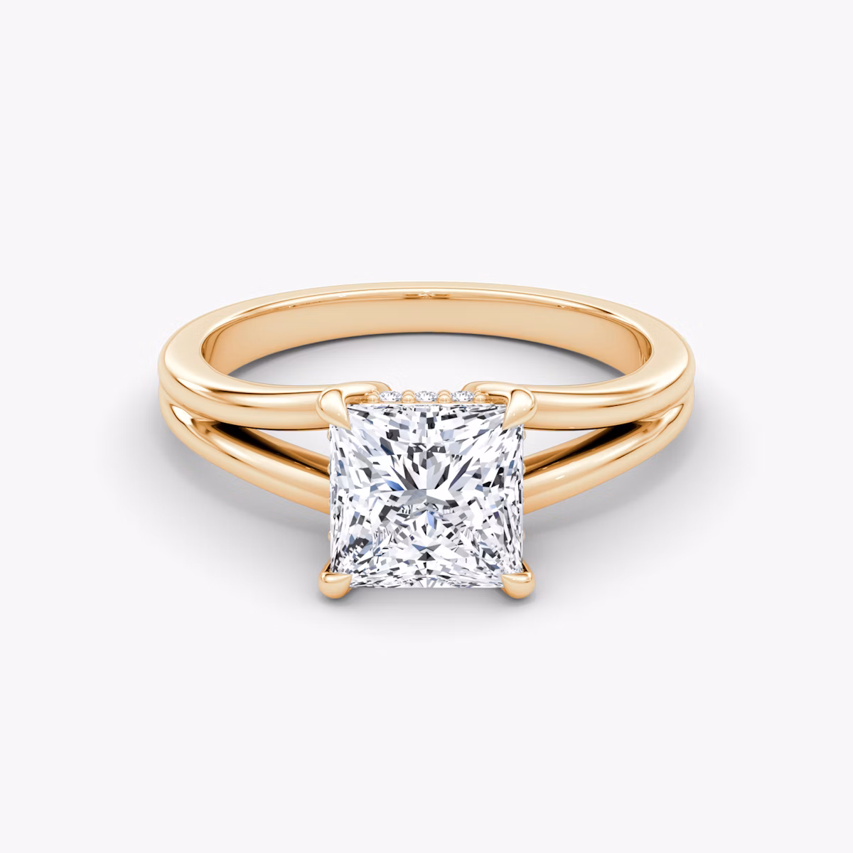 The Floating Split Band | Princess | 14k | Rose Gold | bandAccent: Plain | diamondOrientation: vertical | caratWeight: other