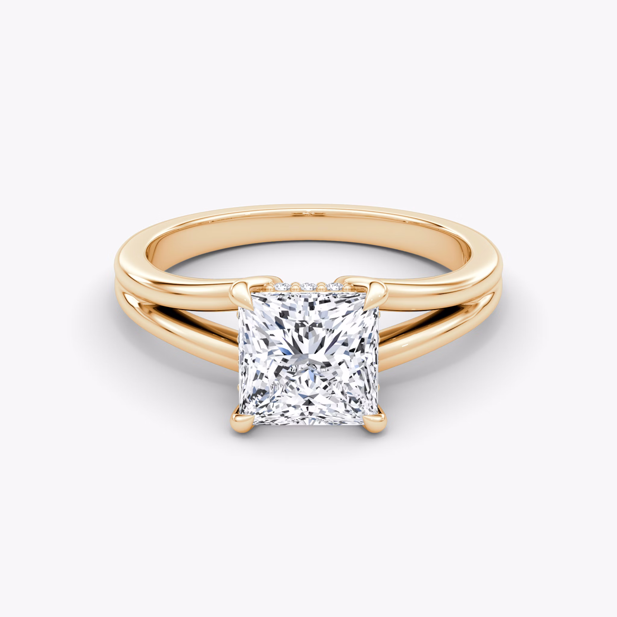 The Floating Split Band | Princess | 14k | Rose Gold | bandAccent: Plain | diamondOrientation: vertical | caratWeight: other