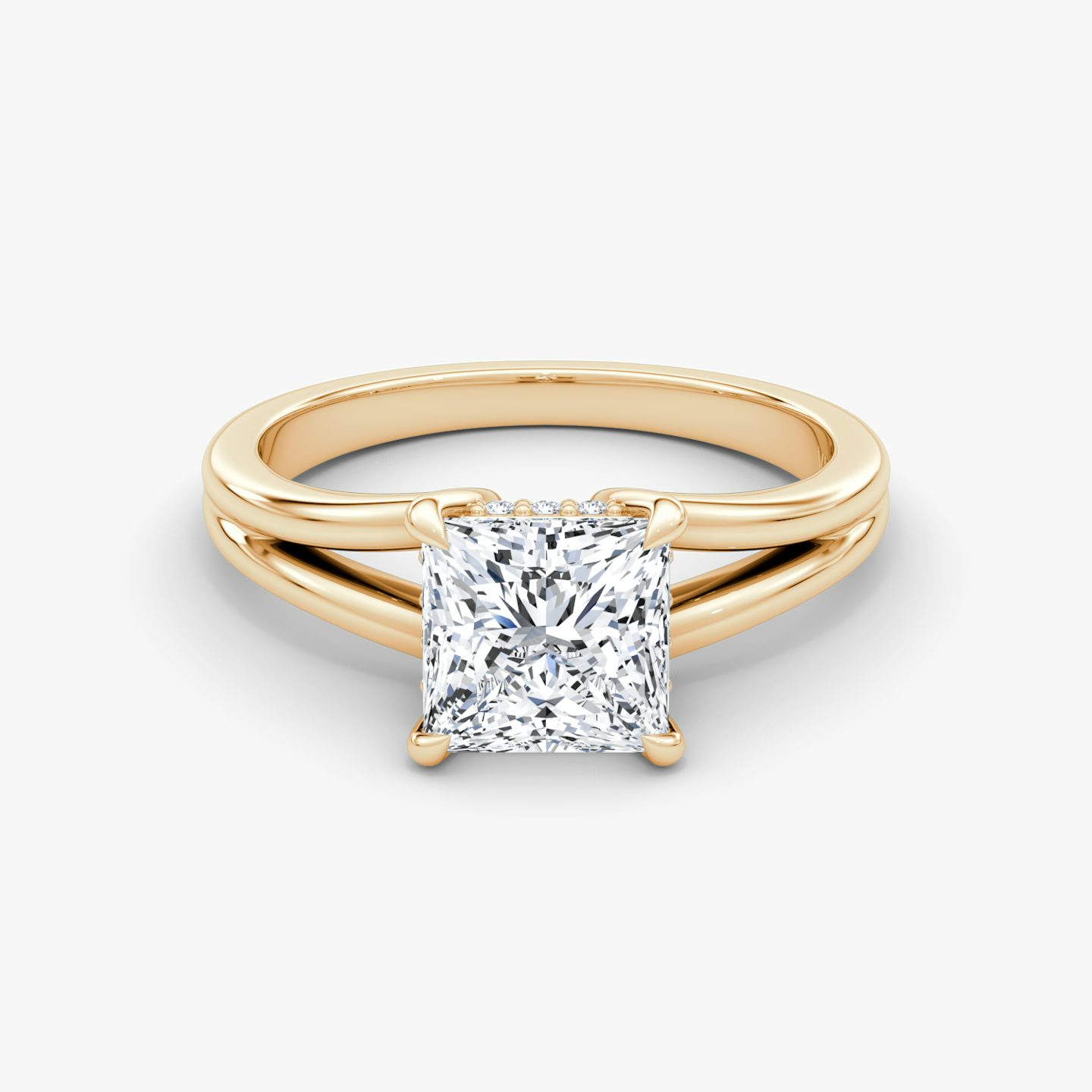 Anillo de compromiso Floating Split Band | Princesa | 14k | Oro rosa | bandAccent: Simple | diamondOrientation: vertical | caratWeight: other