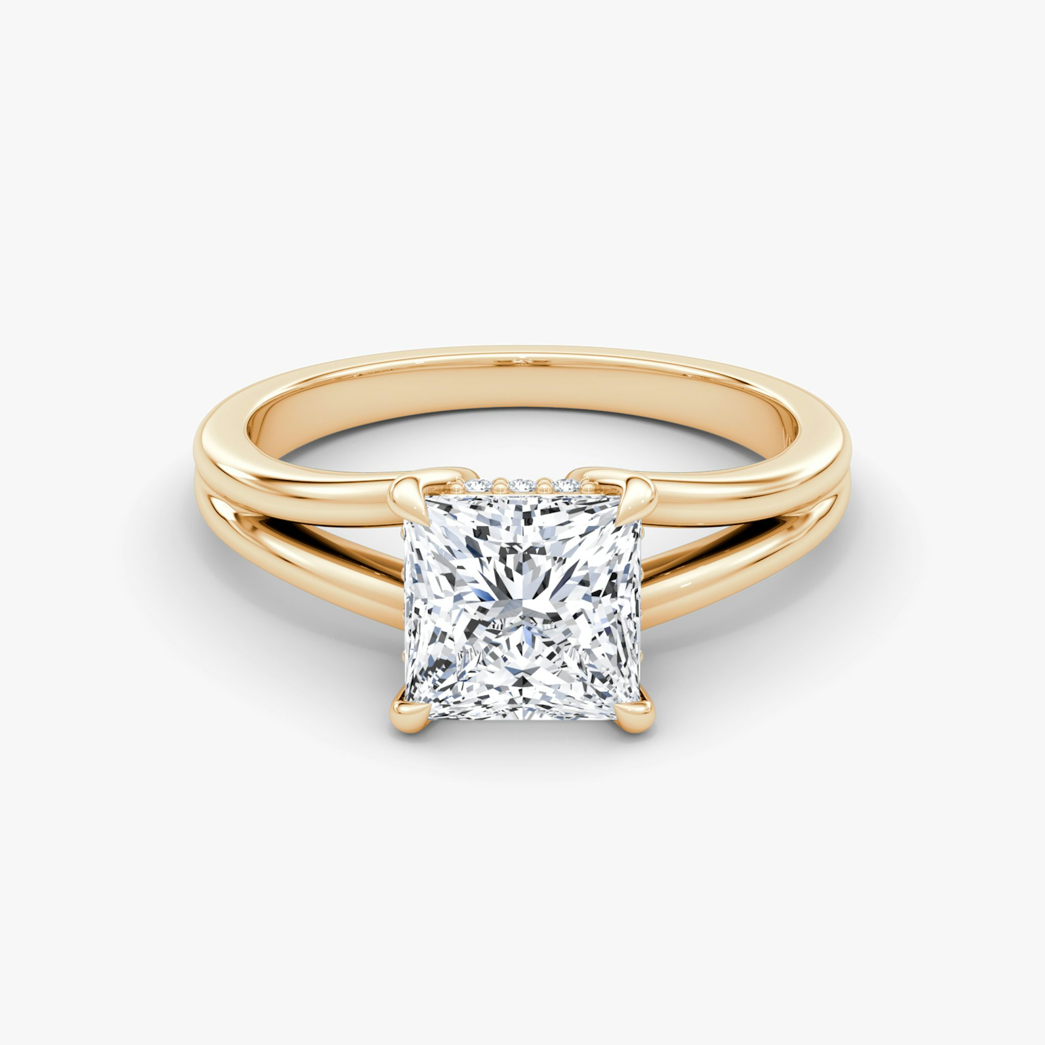 The Floating Split Band | Princess | 14k | Rose Gold | bandAccent: Plain | diamondOrientation: vertical | caratWeight: other