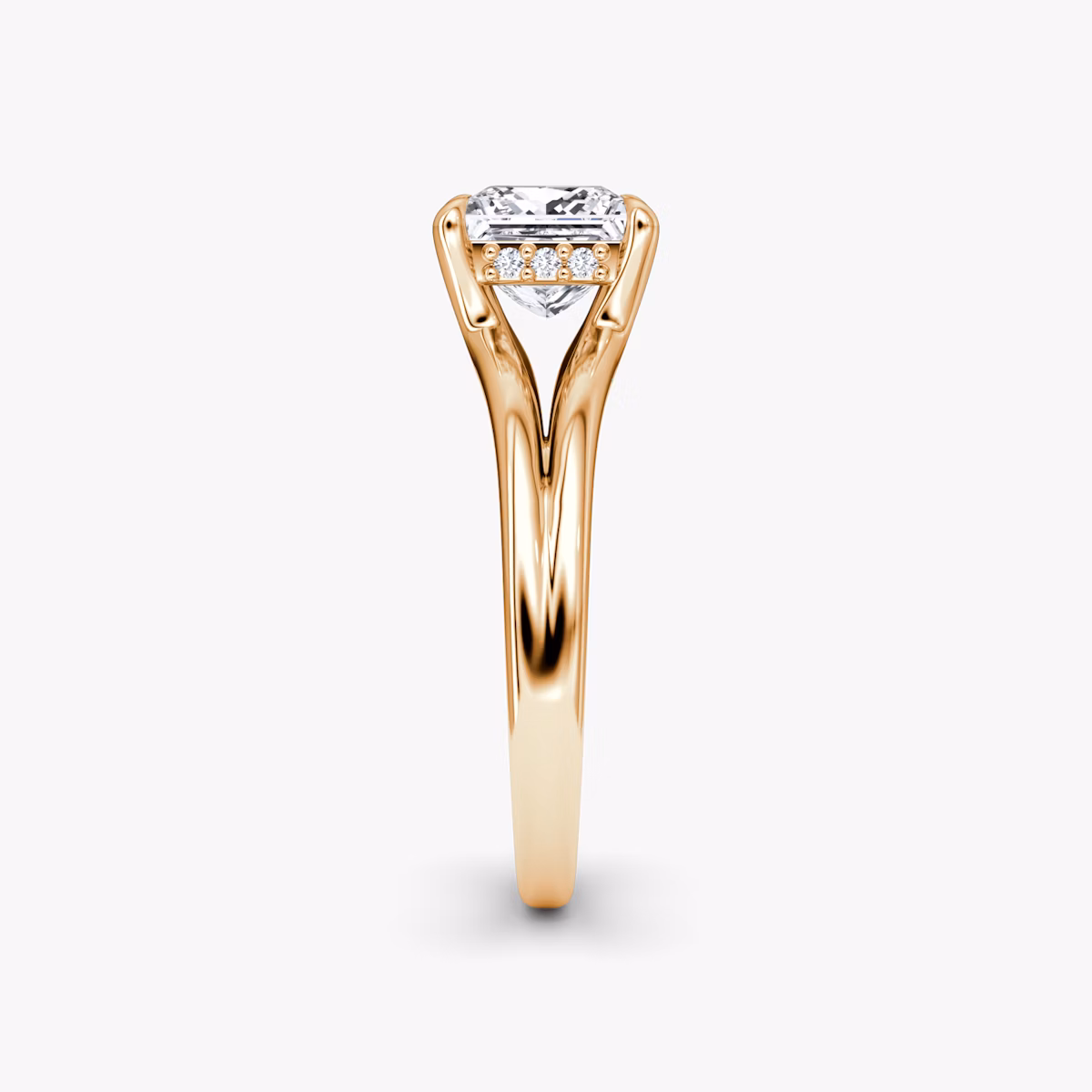The Floating Split Band | Princess | 14k | Rose Gold | bandAccent: Plain | diamondOrientation: vertical | caratWeight: other