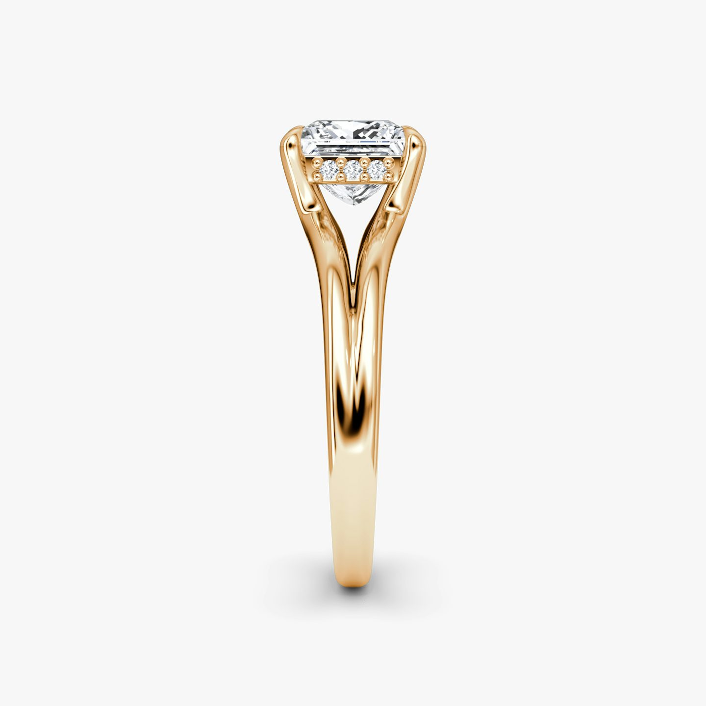Anillo de compromiso Floating Split Band | Princesa | 14k | Oro rosa | bandAccent: Simple | diamondOrientation: vertical | caratWeight: other