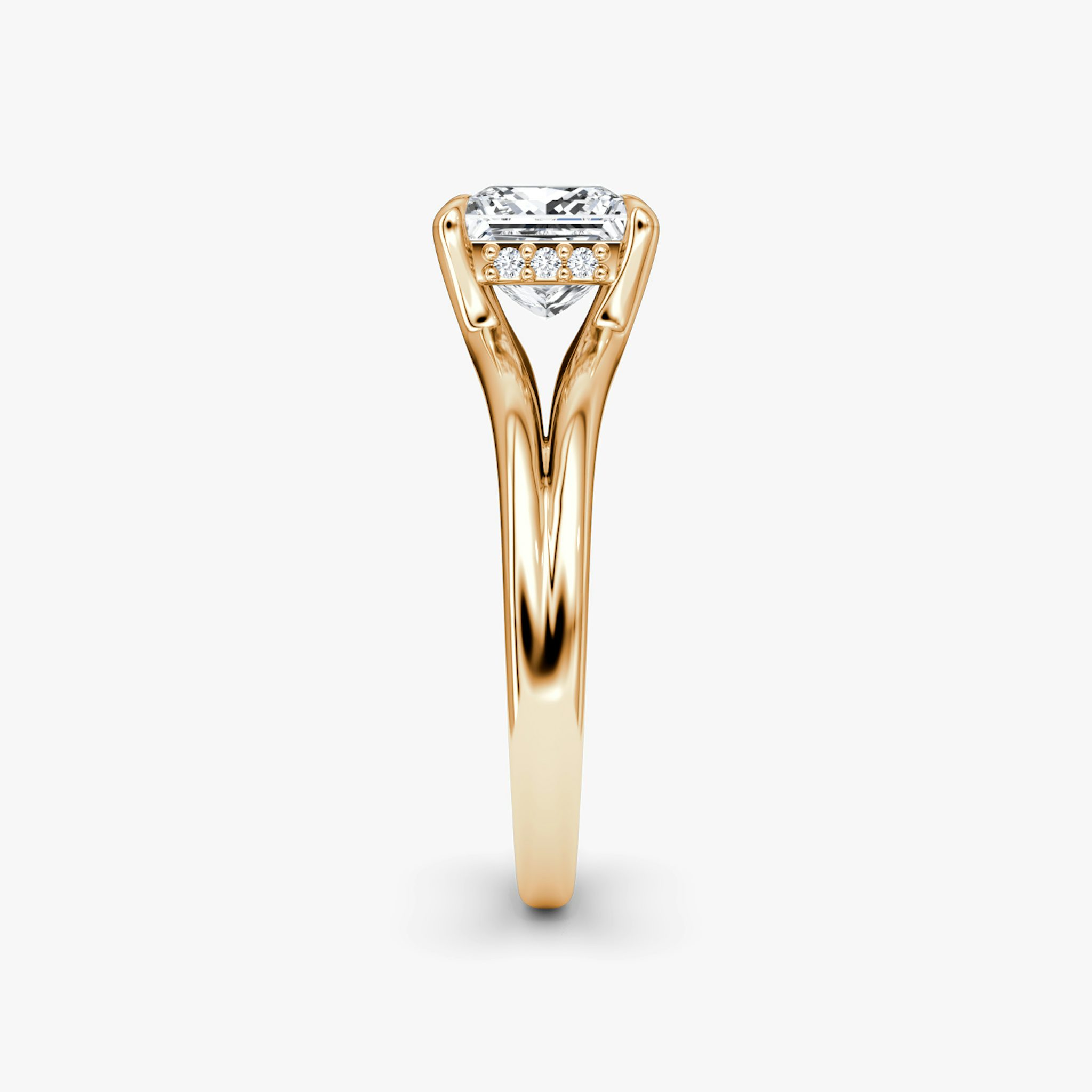 The Floating Split Band | Princess | 14k | Rose Gold | bandAccent: Plain | diamondOrientation: vertical | caratWeight: other