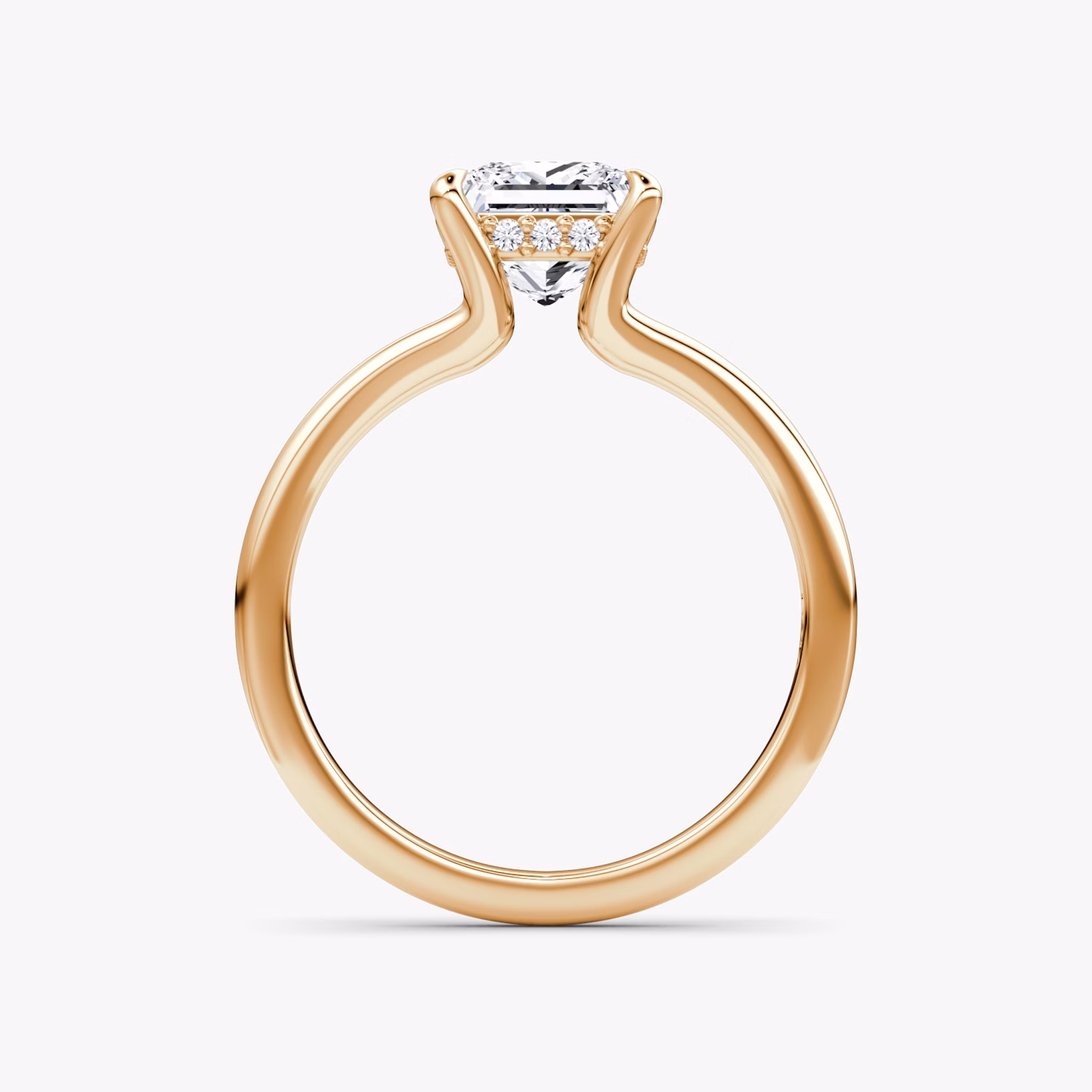 The Floating Split Band | Princess | 14k | Rose Gold | bandAccent: Plain | diamondOrientation: vertical | caratWeight: other