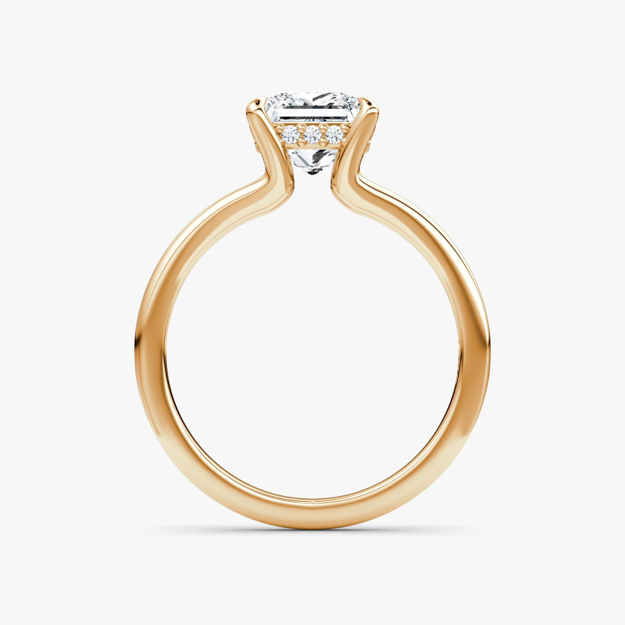 The Floating Split Band | Princess | 14k | Rose Gold | bandAccent: Plain | diamondOrientation: vertical | caratWeight: other