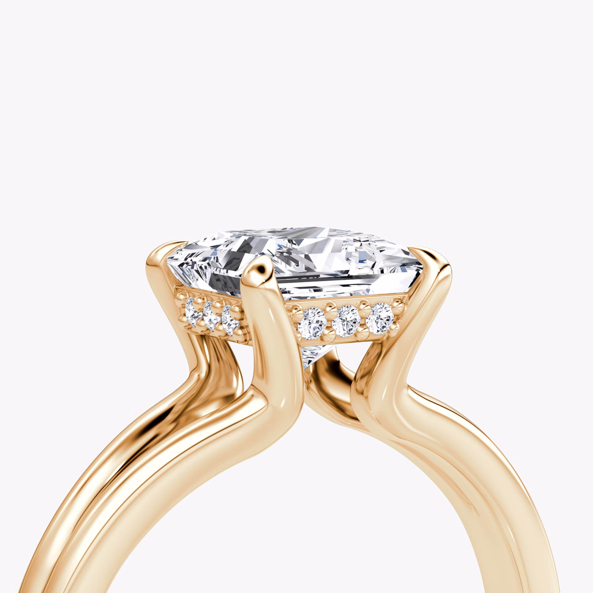 The Floating Split Band | Princess | 14k | Rose Gold | bandAccent: Plain | diamondOrientation: vertical | caratWeight: other