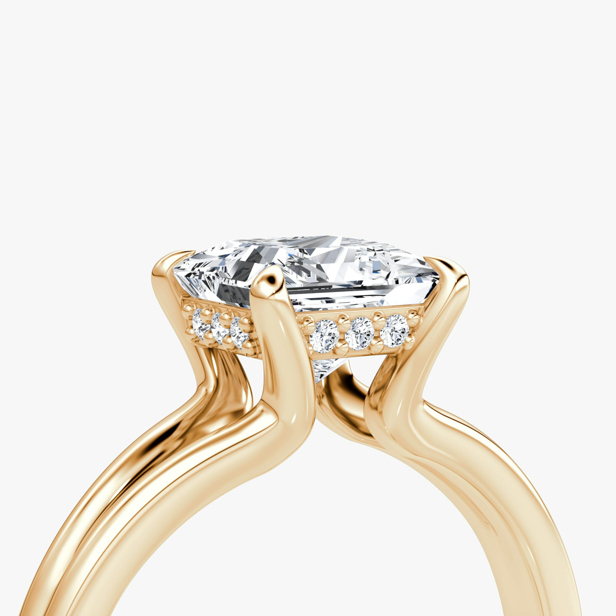 The Floating Split Band | Princess | 14k | Rose Gold | bandAccent: Plain | diamondOrientation: vertical | caratWeight: other