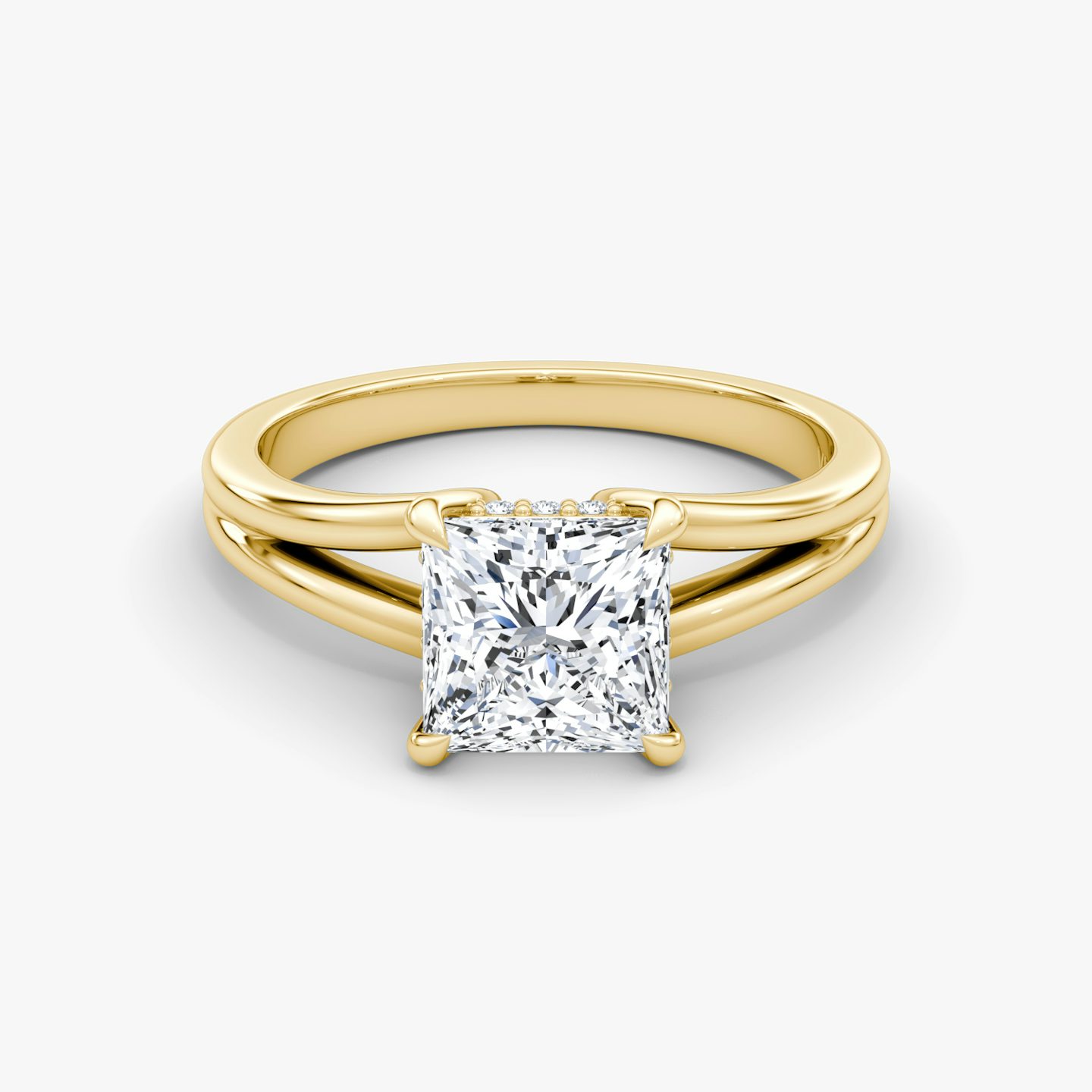 The Floating Split Band | Princess | 18k | Yellow Gold | bandAccent: Plain | diamondOrientation: vertical | caratWeight: other