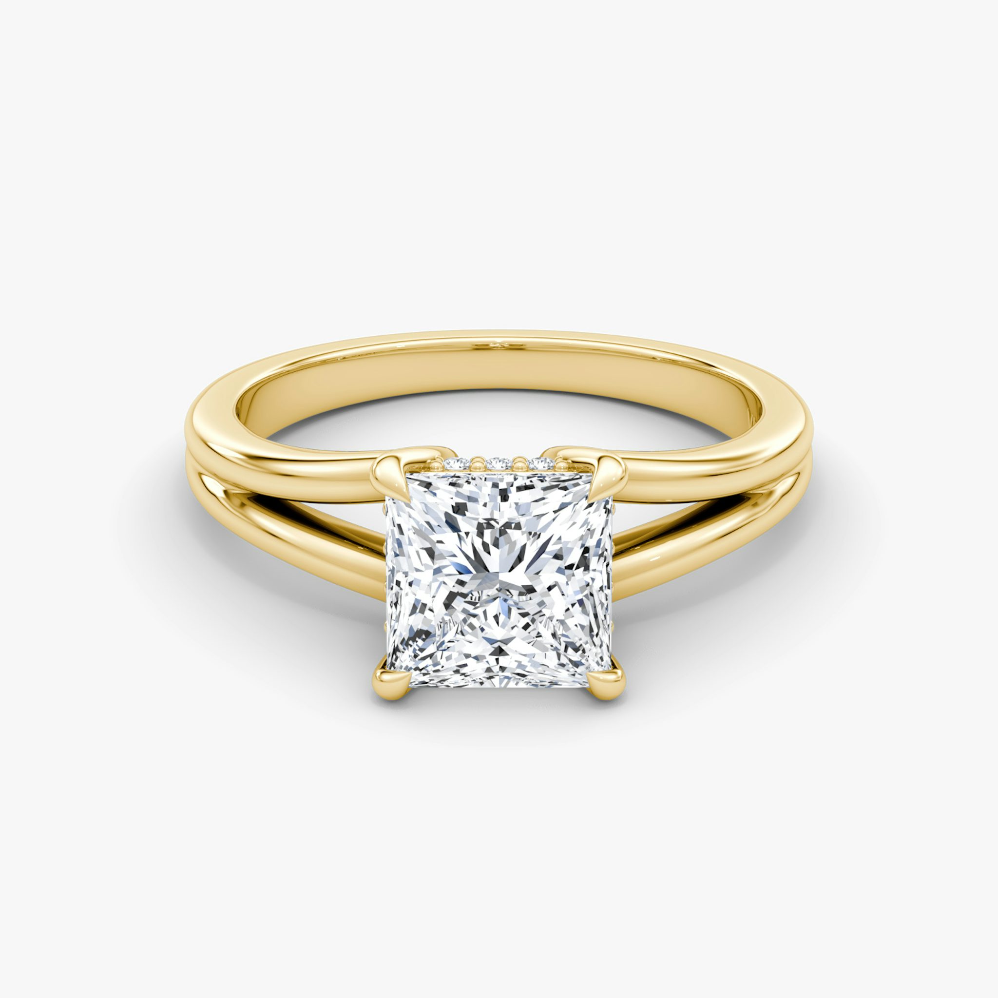 The Floating Split Band | Princess | 18k | Yellow Gold | bandAccent: Plain | diamondOrientation: vertical | caratWeight: other