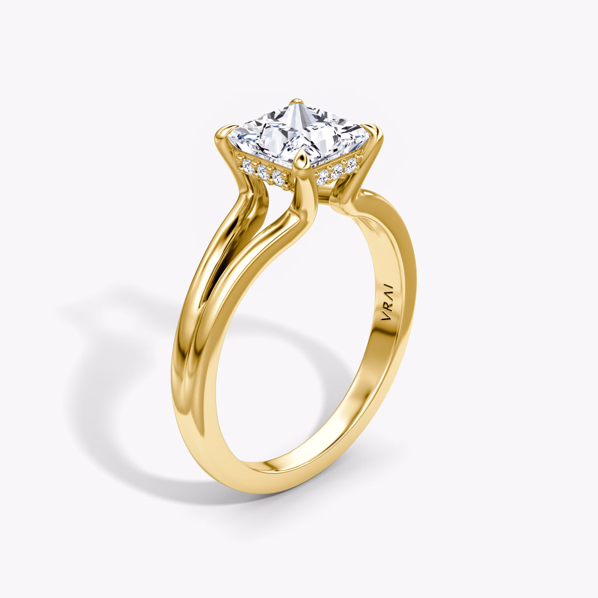 The Floating Split Band Princess | Yellow Gold