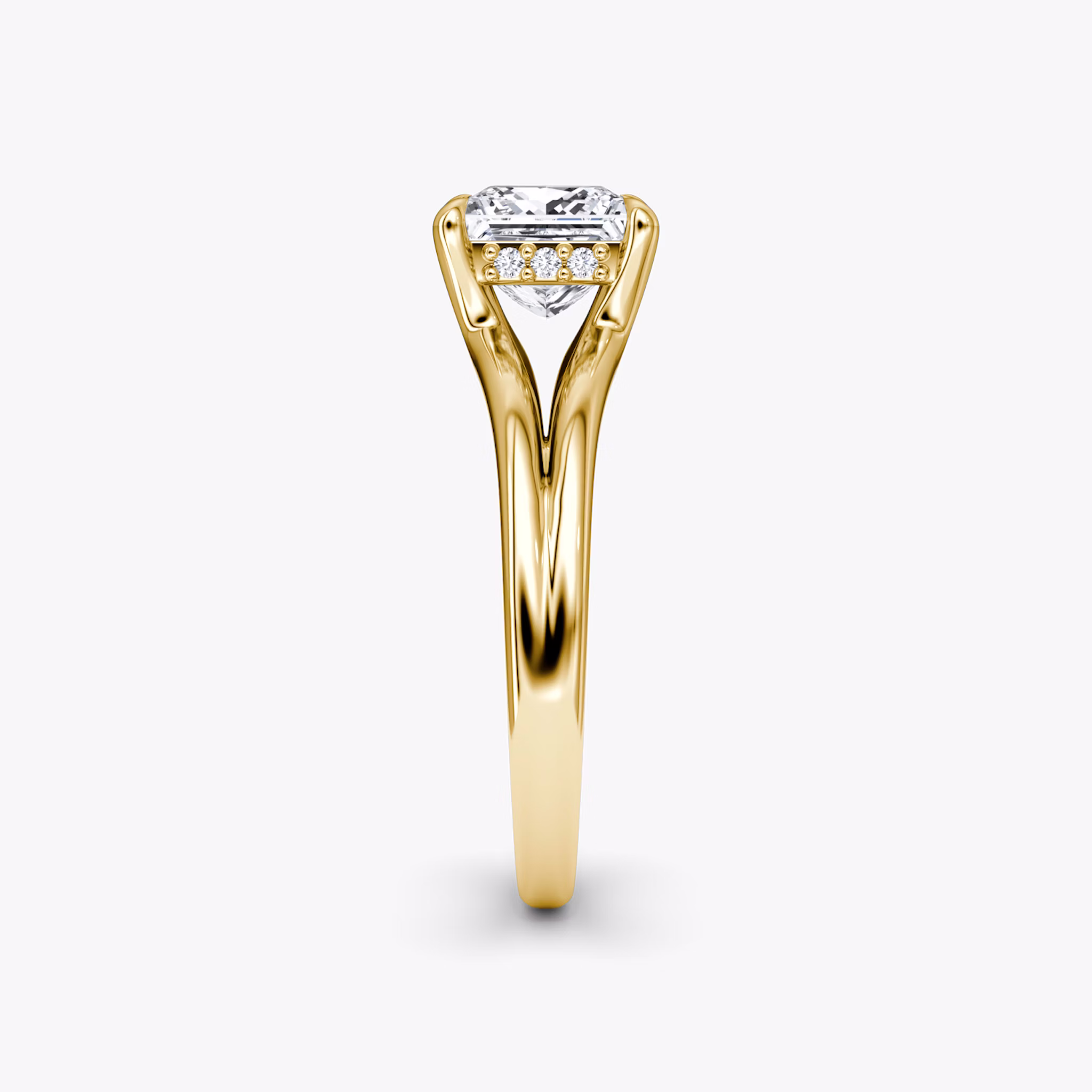 The Floating Split Band | Princess | 18k | Yellow Gold | bandAccent: Plain | diamondOrientation: vertical | caratWeight: other