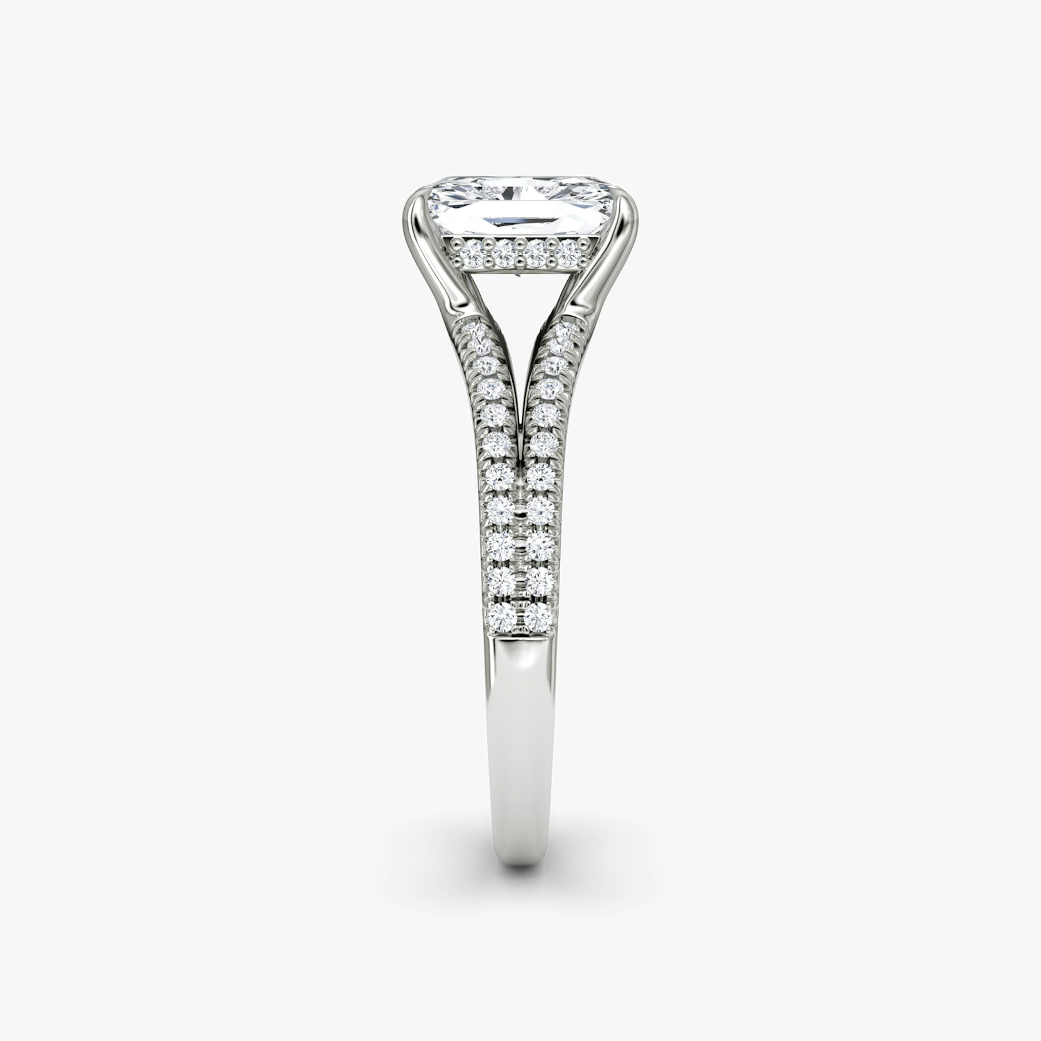 The Floating Split Band | Radiant | 18k | White Gold | bandAccent: Pavé | diamondOrientation: vertical | caratWeight: other