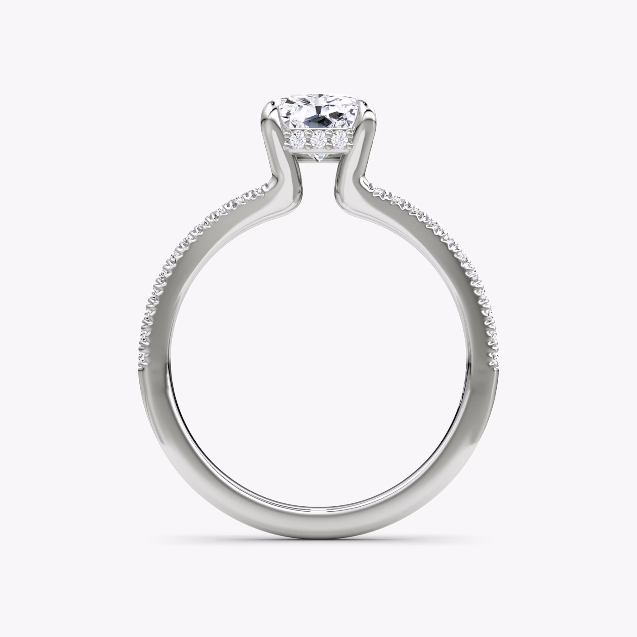 The Floating Split Band | Radiant | 18k | White Gold | bandAccent: Pavé | diamondOrientation: vertical | caratWeight: other