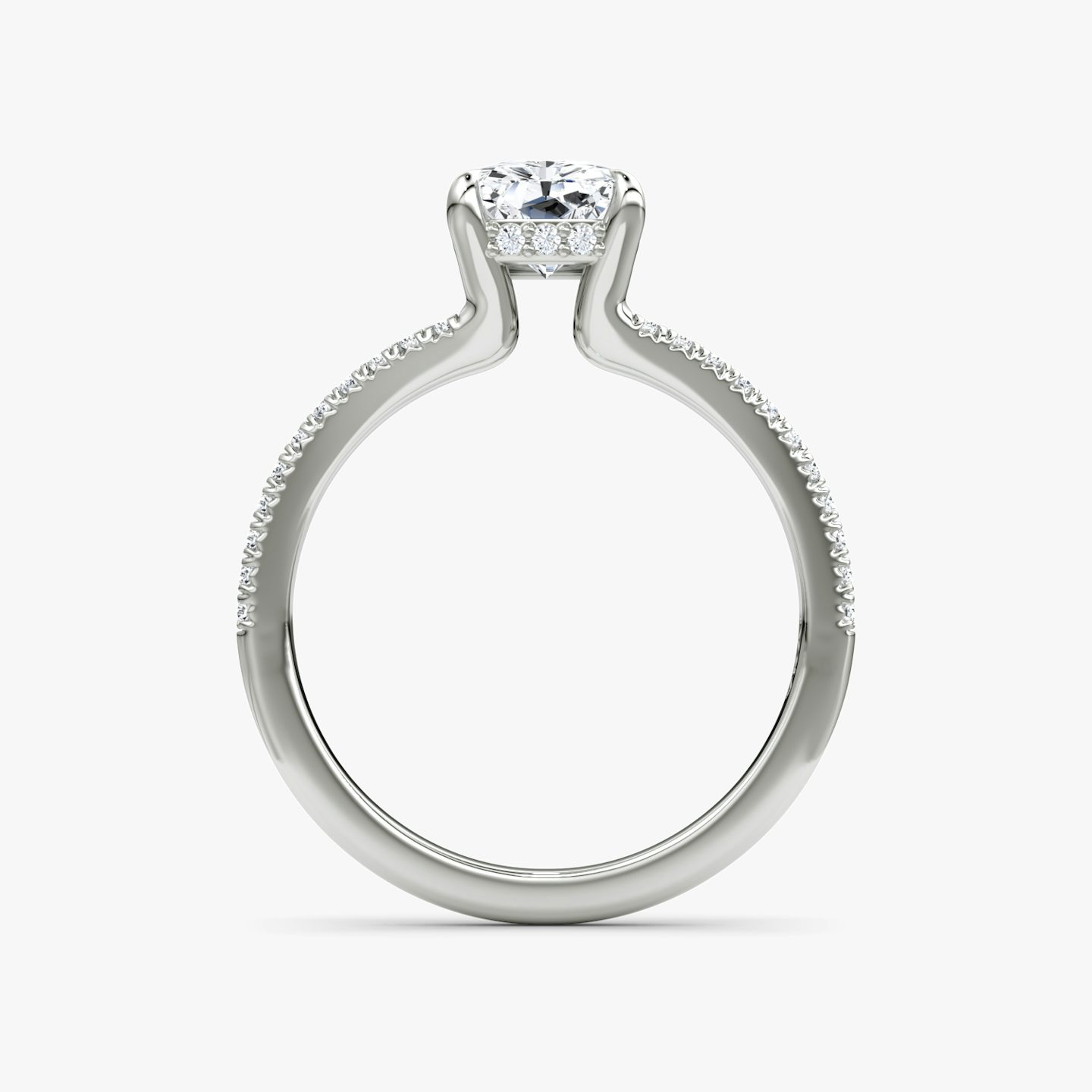 Anillo de compromiso Floating Split Band | Radiante | 18k | Oro blanco | bandAccent: Pavé | diamondOrientation: vertical | caratWeight: other
