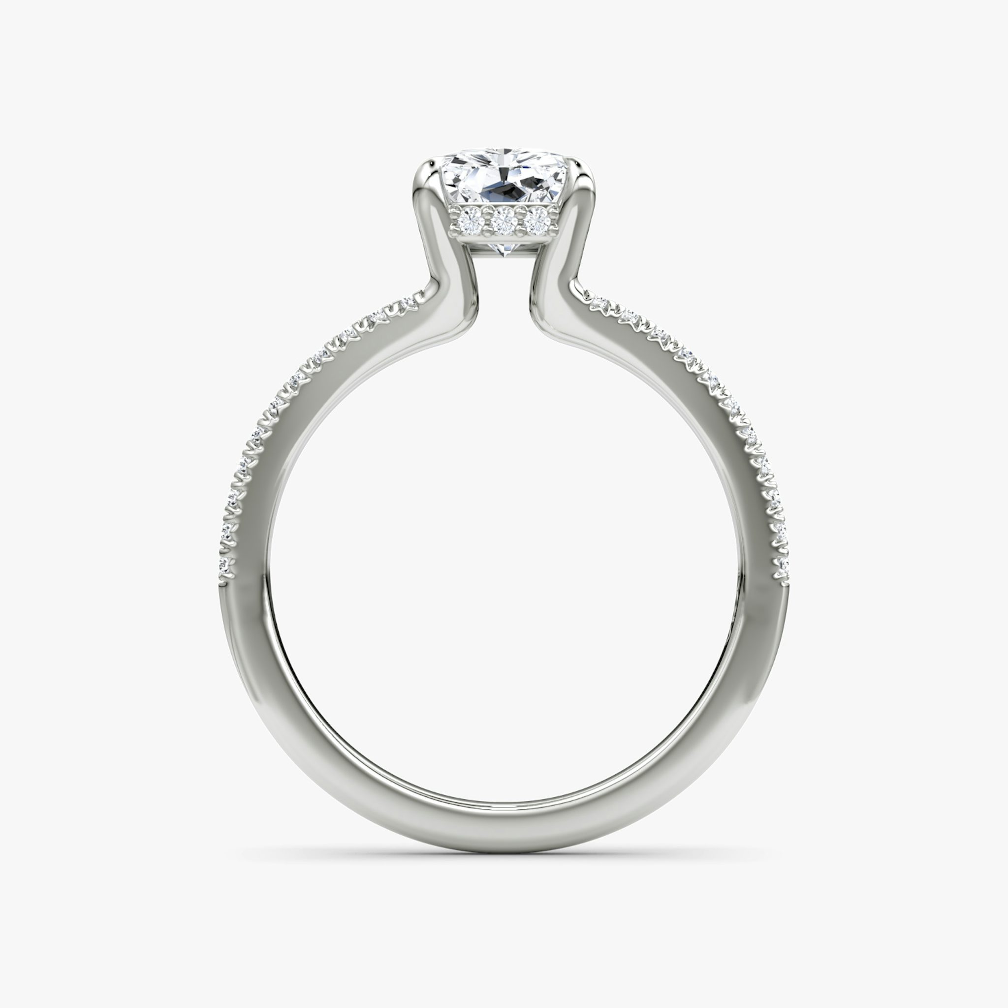 The Floating Split Band | Radiant | 18k | White Gold | bandAccent: Pavé | diamondOrientation: vertical | caratWeight: other
