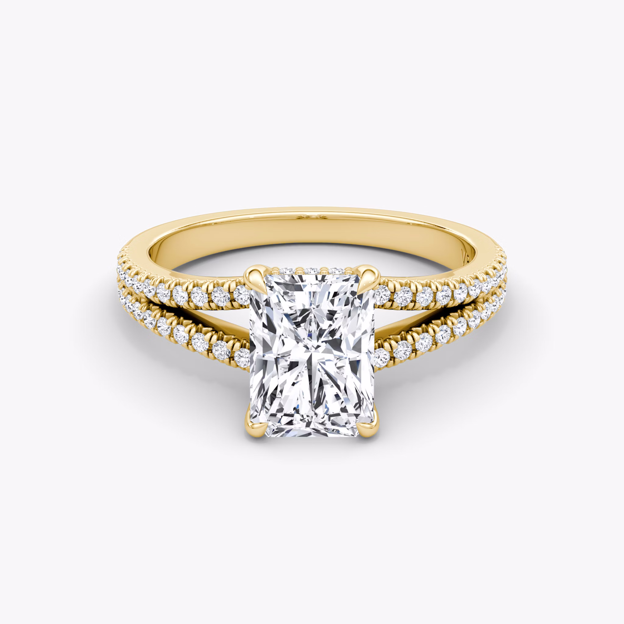 The Floating Split Band | Radiant | 18k | Yellow Gold | bandAccent: Pavé | diamondOrientation: vertical | caratWeight: other