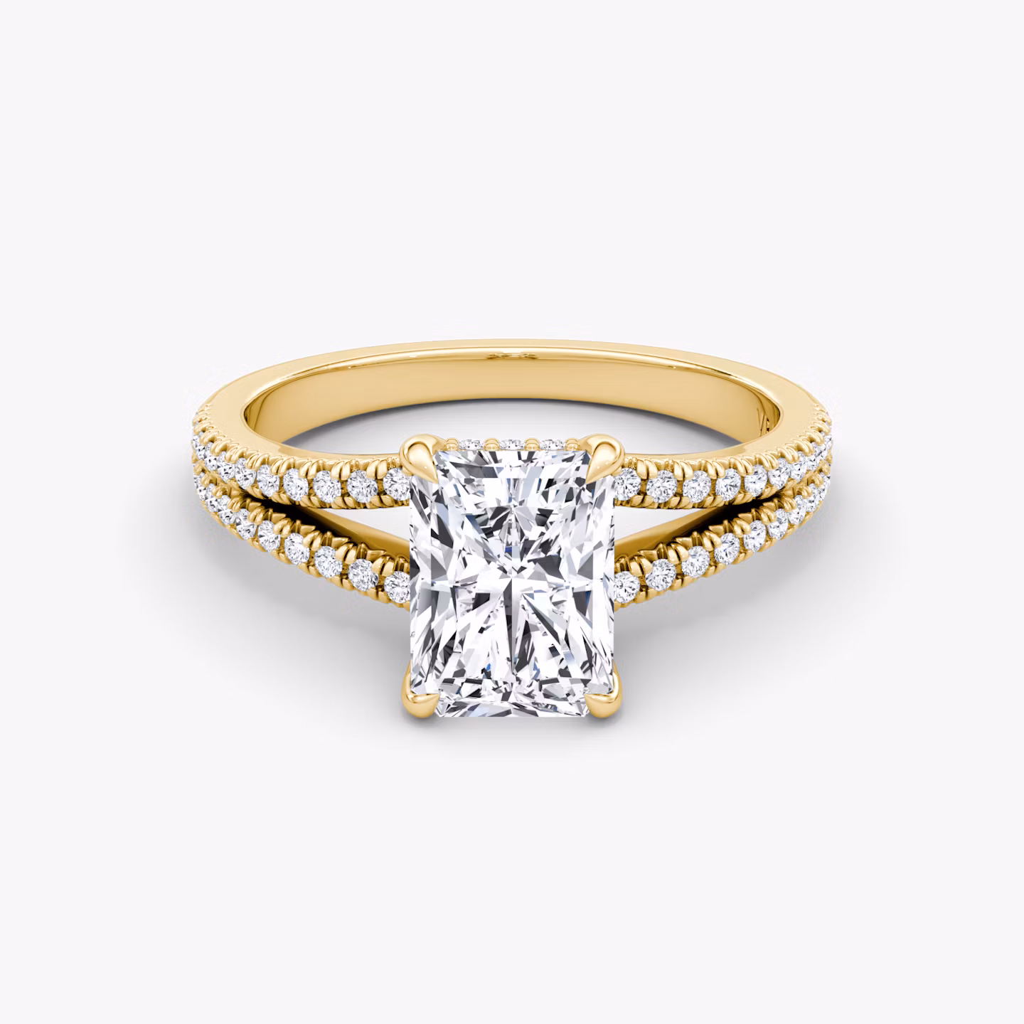 The Floating Split Band | Radiant | 18k | Yellow Gold | bandAccent: Pavé | diamondOrientation: vertical | caratWeight: other