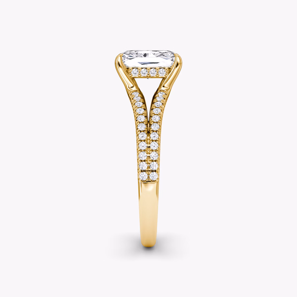 The Floating Split Band | Radiant | 18k | Yellow Gold | bandAccent: Pavé | diamondOrientation: vertical | caratWeight: other