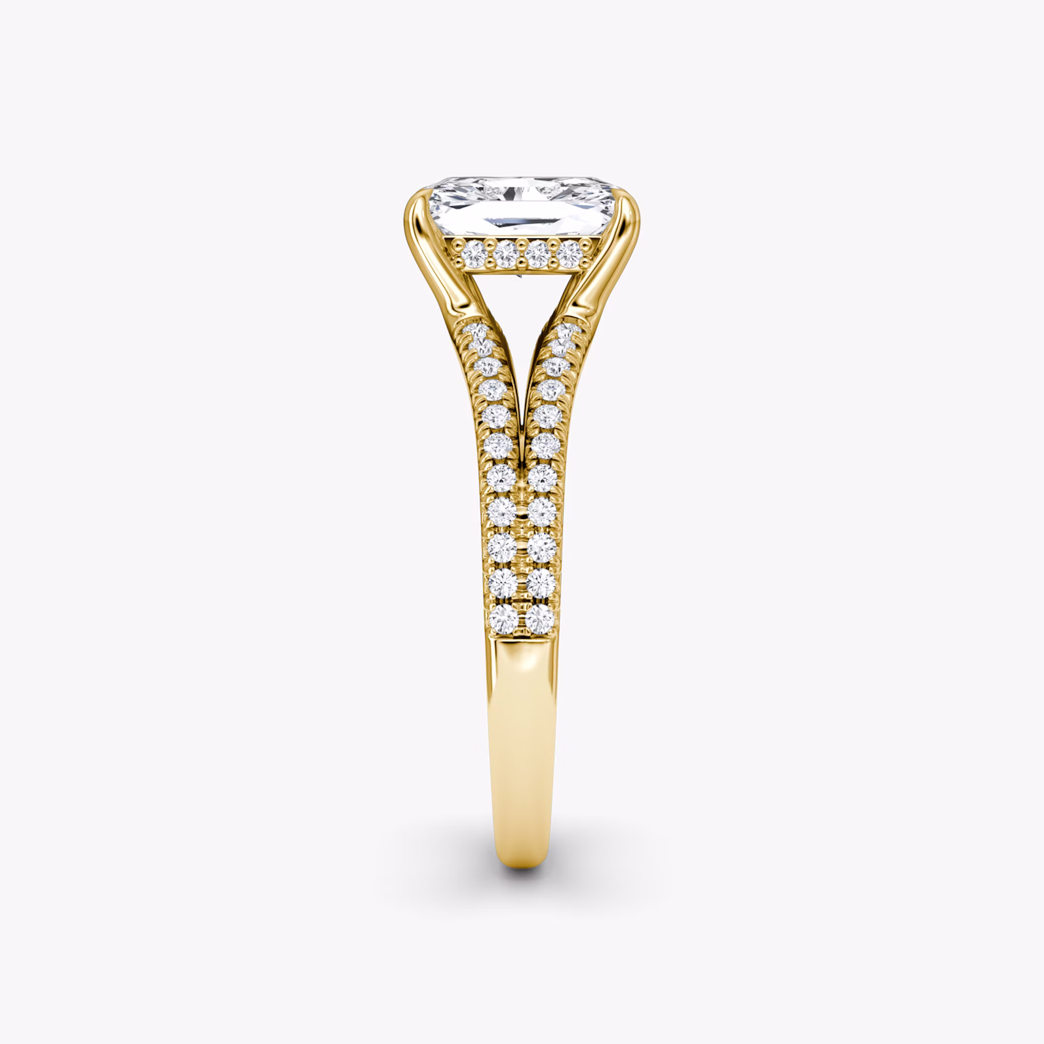 The Floating Split Band | Radiant | 18k | Yellow Gold | bandAccent: Pavé | diamondOrientation: vertical | caratWeight: other