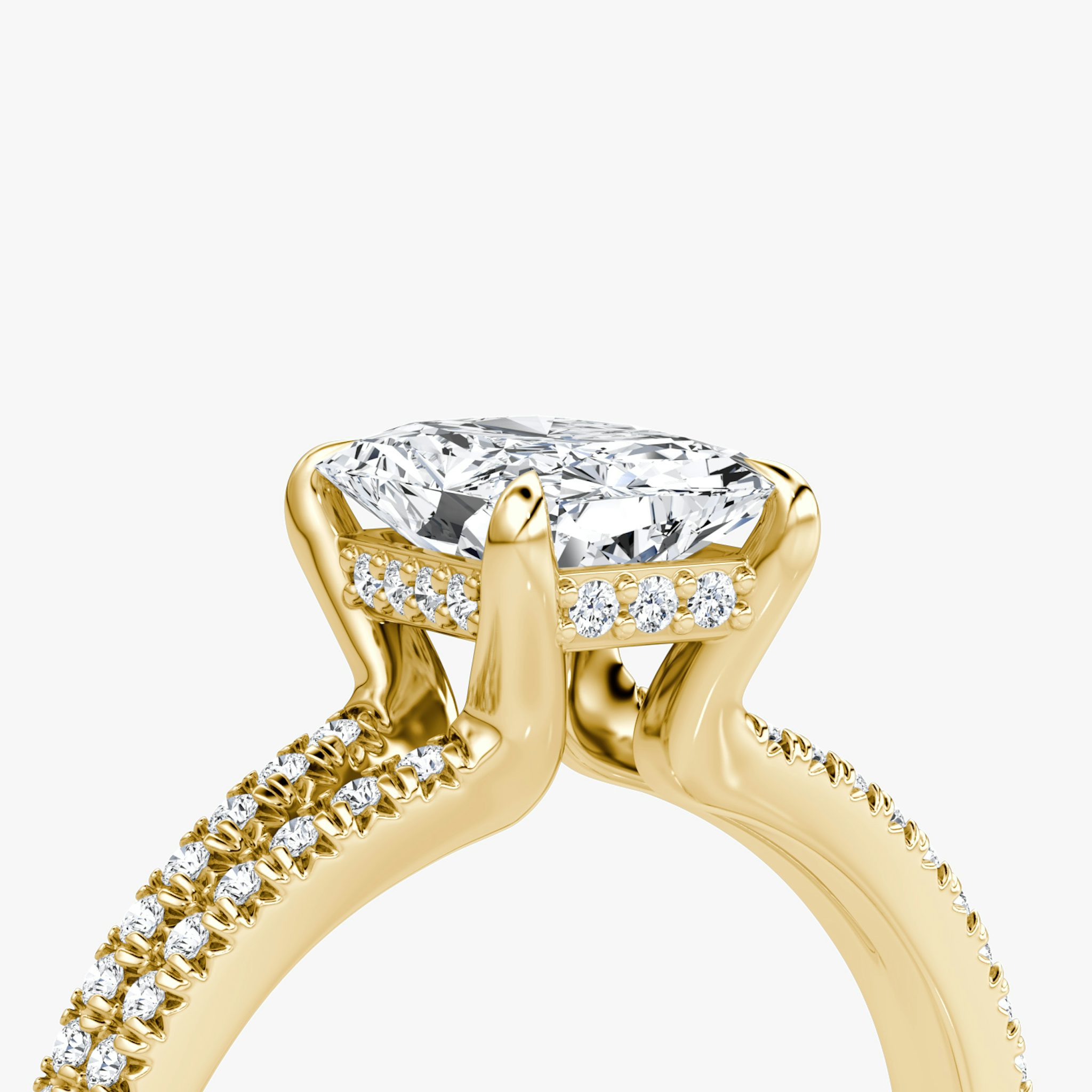 The Floating Split Band | Radiant | 18k | Yellow Gold | bandAccent: Pavé | diamondOrientation: vertical | caratWeight: other