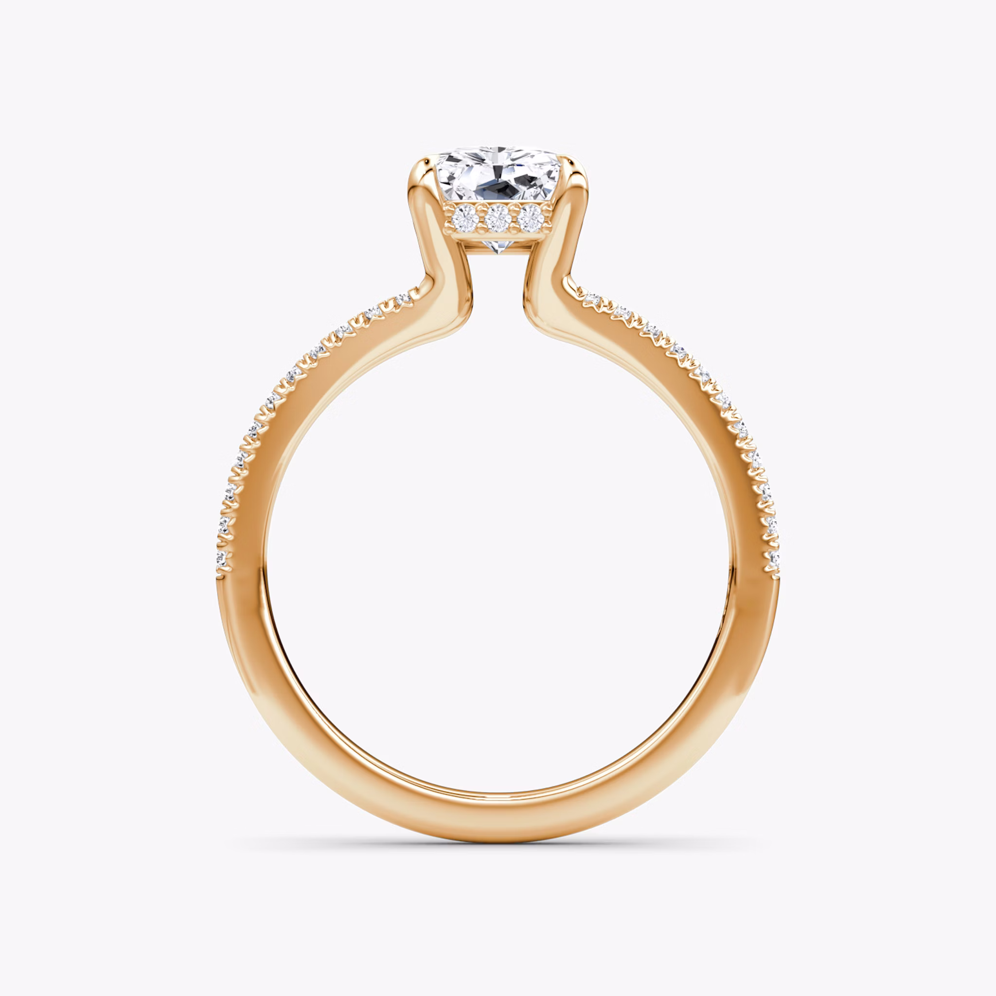 The Floating Split Band | Radiant | 14k | Rose Gold | bandAccent: Pavé | diamondOrientation: vertical | caratWeight: other