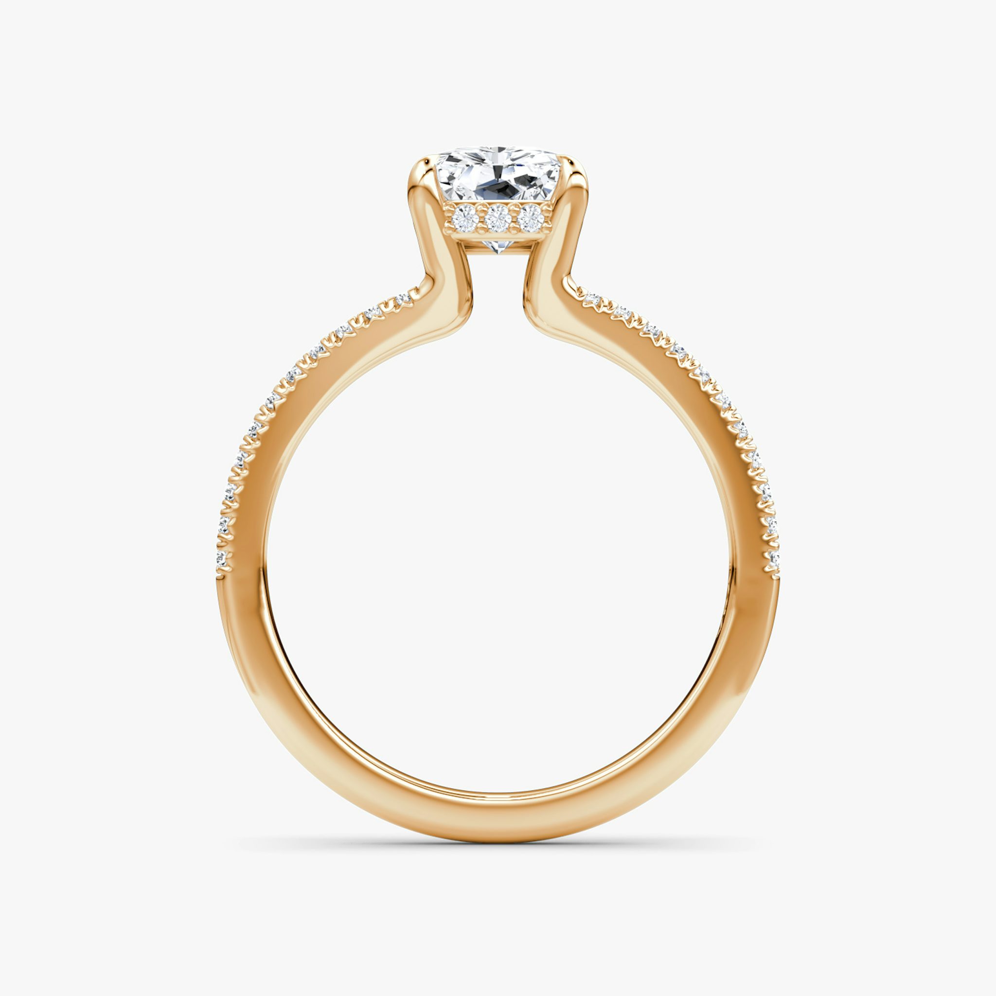 The Floating Split Band | Radiant | 14k | Rose Gold | bandAccent: Pavé | diamondOrientation: vertical | caratWeight: other