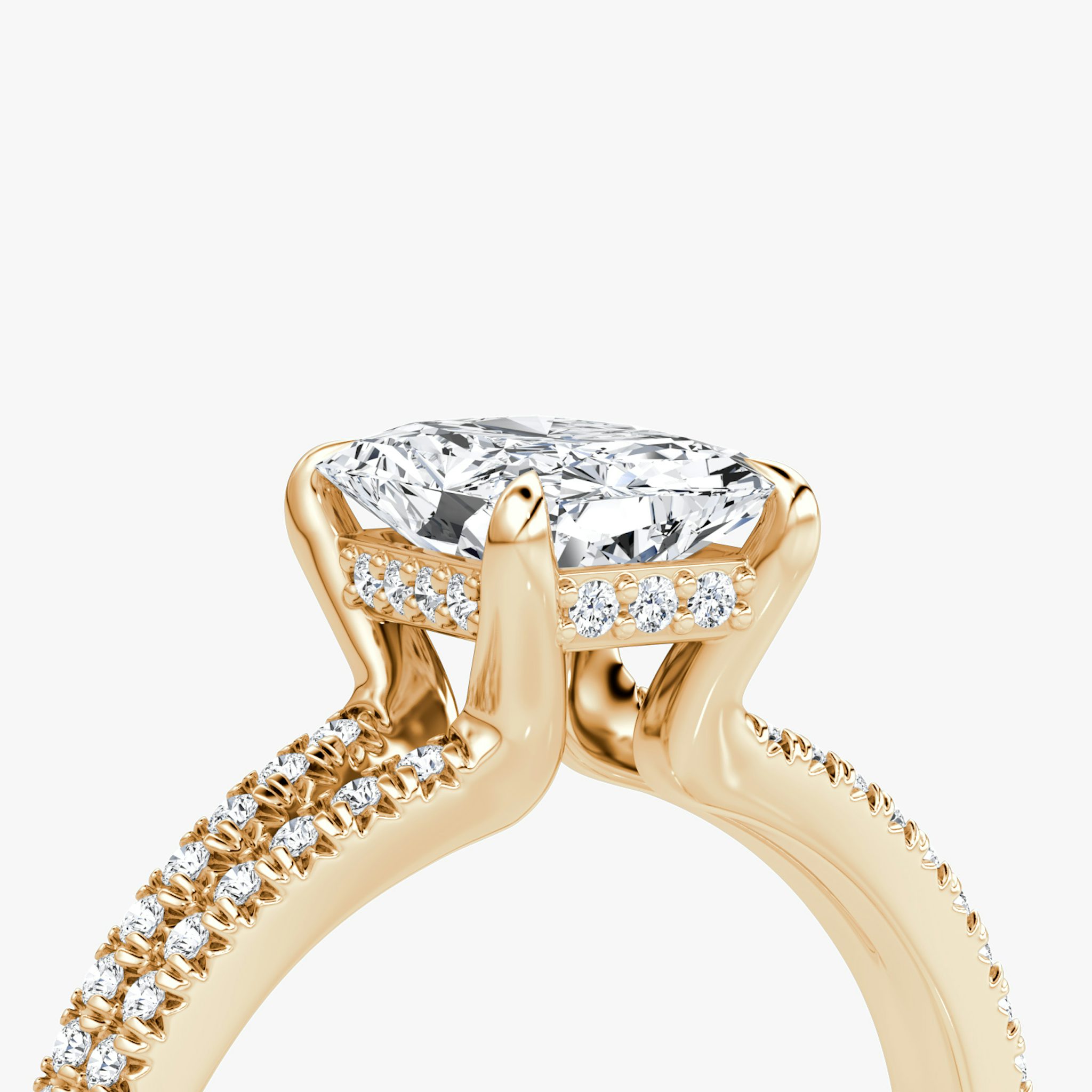 The Floating Split Band | Radiant | 14k | Rose Gold | bandAccent: Pavé | diamondOrientation: vertical | caratWeight: other