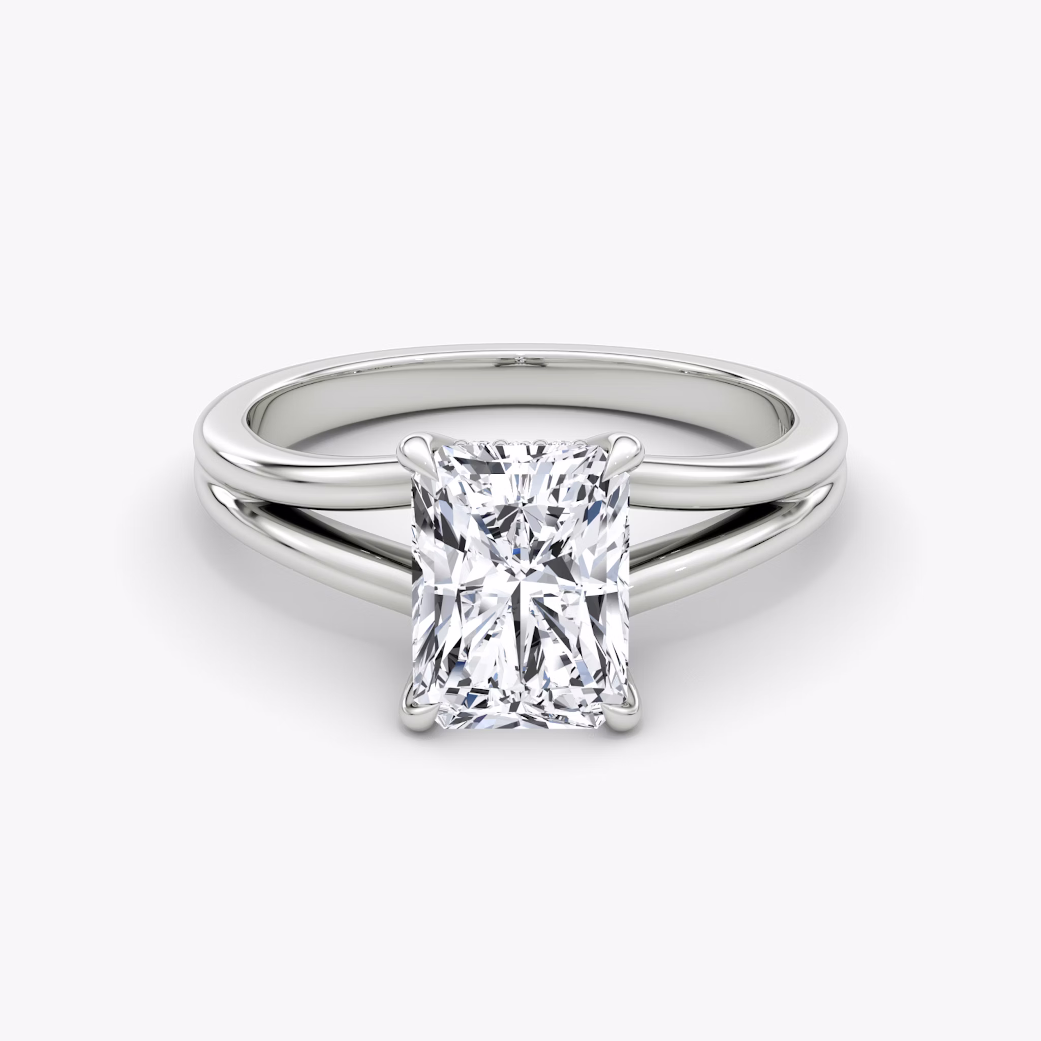 The Floating Split Band | Radiant | 18k | White Gold | bandAccent: Plain | diamondOrientation: vertical | caratWeight: other