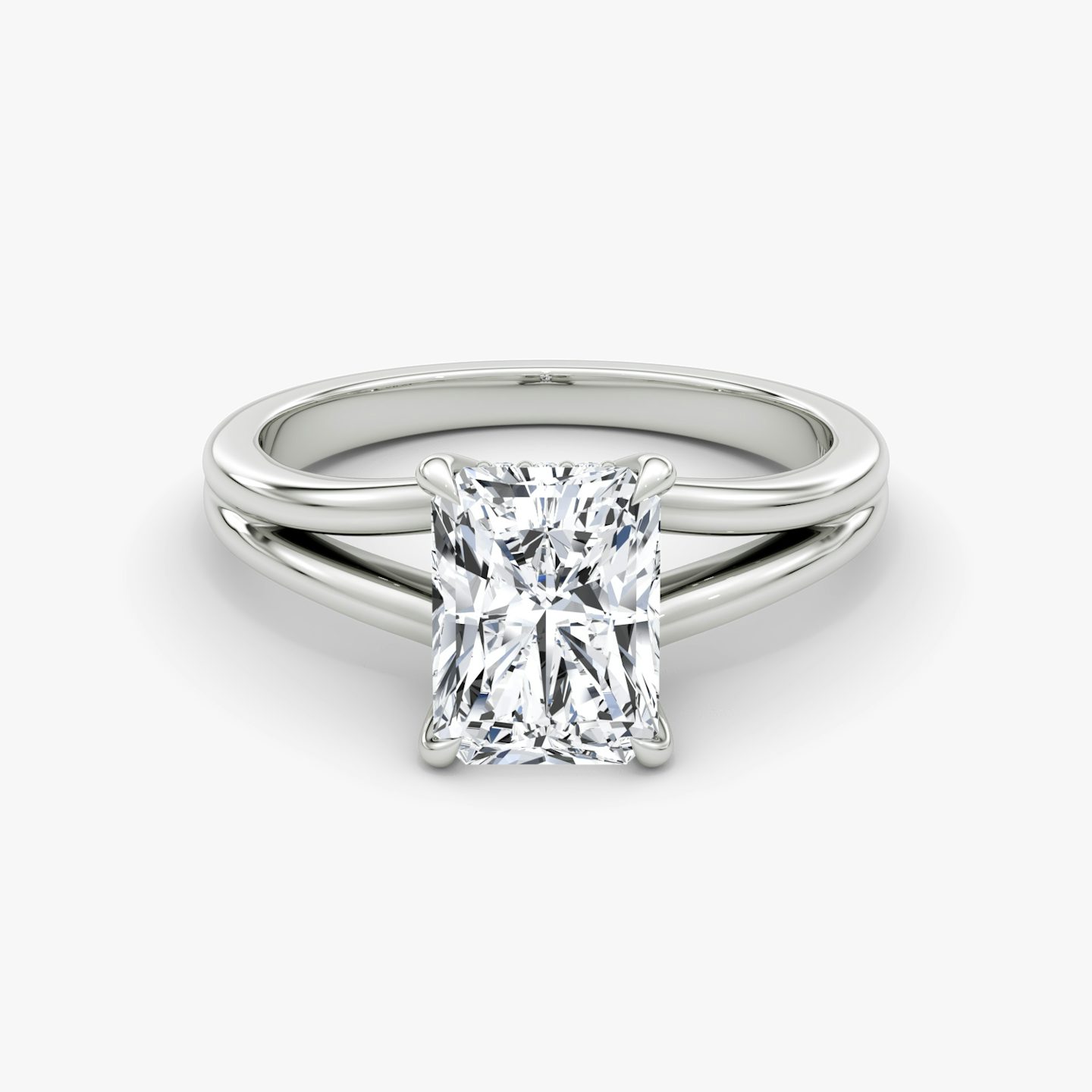 Anillo de compromiso Floating Split Band | Radiante | Platino | bandAccent: Simple | diamondOrientation: vertical | caratWeight: other