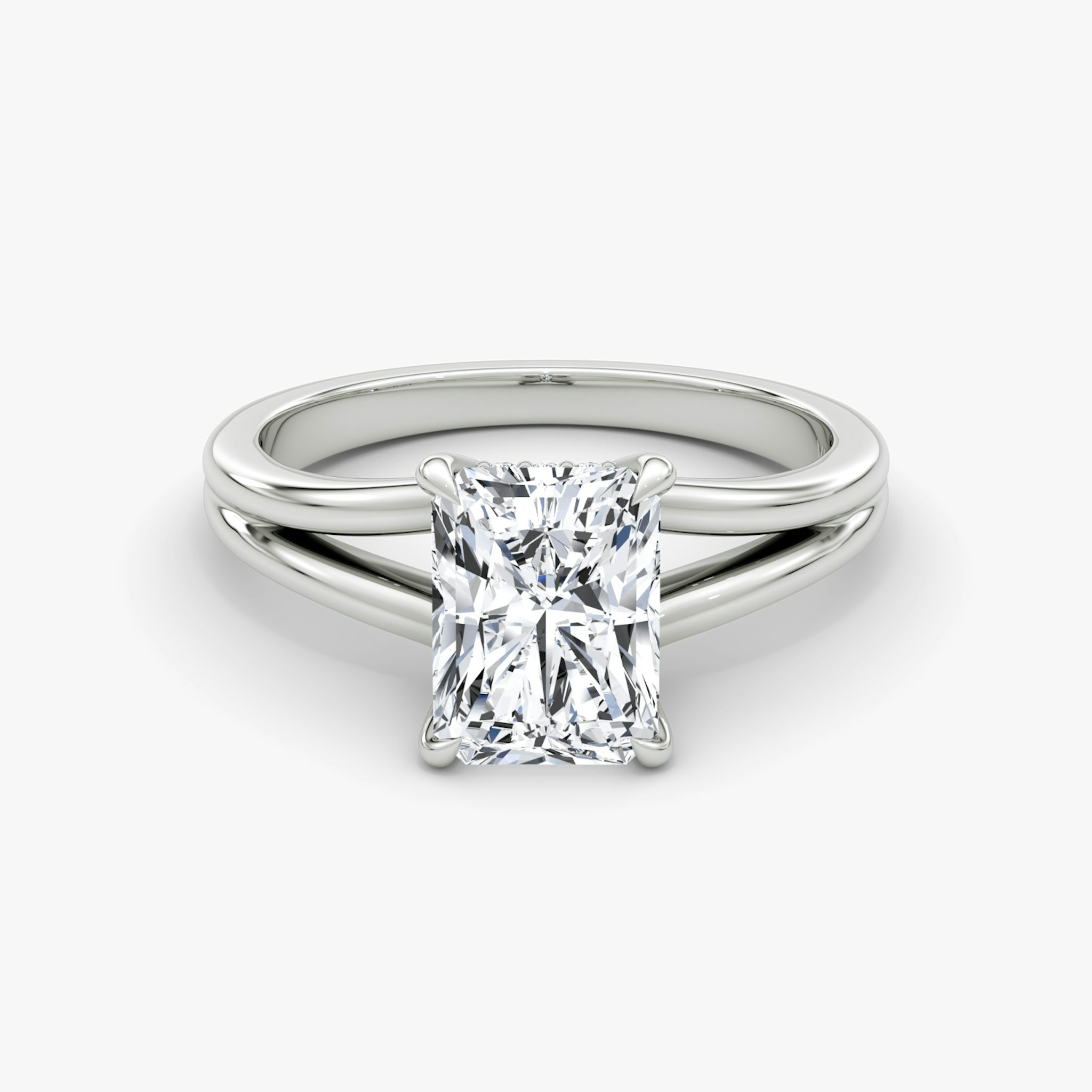 The Floating Split Band | Radiant | 18k | White Gold | bandAccent: Plain | diamondOrientation: vertical | caratWeight: other