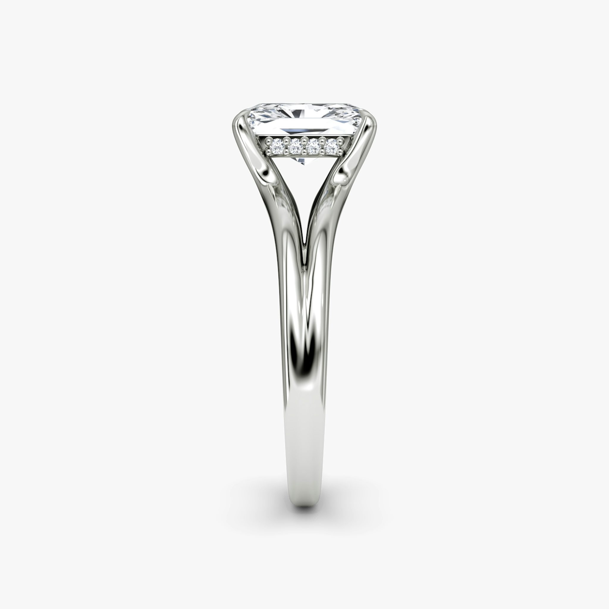 The Floating Split Band | Radiant | 18k | White Gold | bandAccent: Plain | diamondOrientation: vertical | caratWeight: other