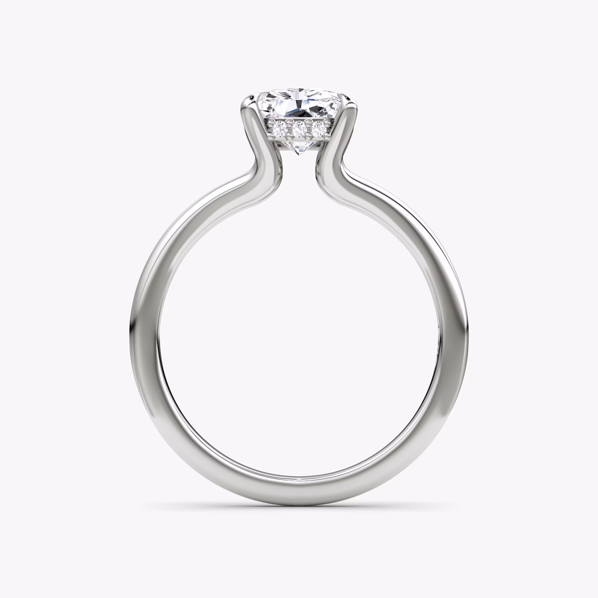 The Floating Split Band | Radiant | 18k | White Gold | bandAccent: Plain | diamondOrientation: vertical | caratWeight: other
