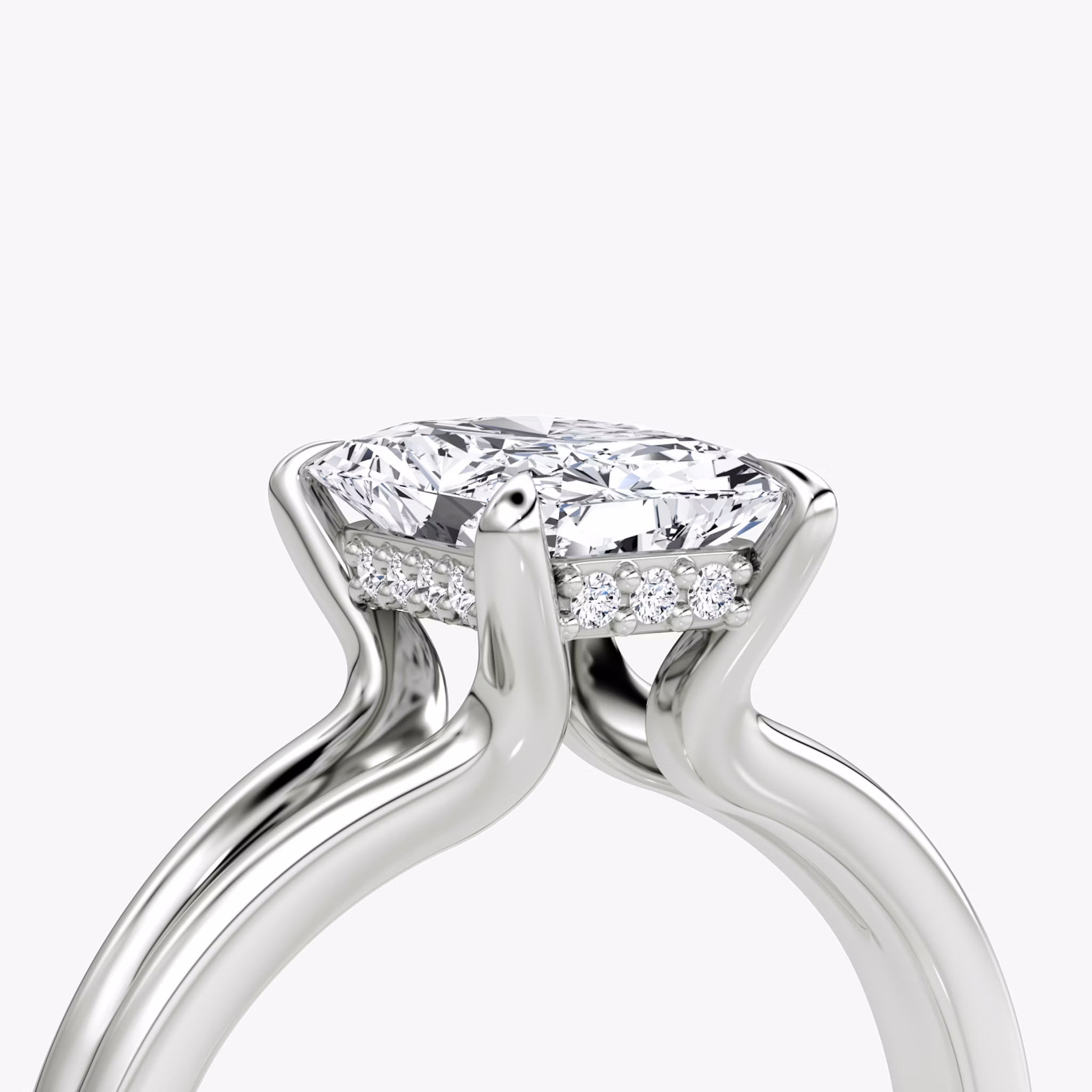 The Floating Split Band | Radiant | 18k | White Gold | bandAccent: Plain | diamondOrientation: vertical | caratWeight: other