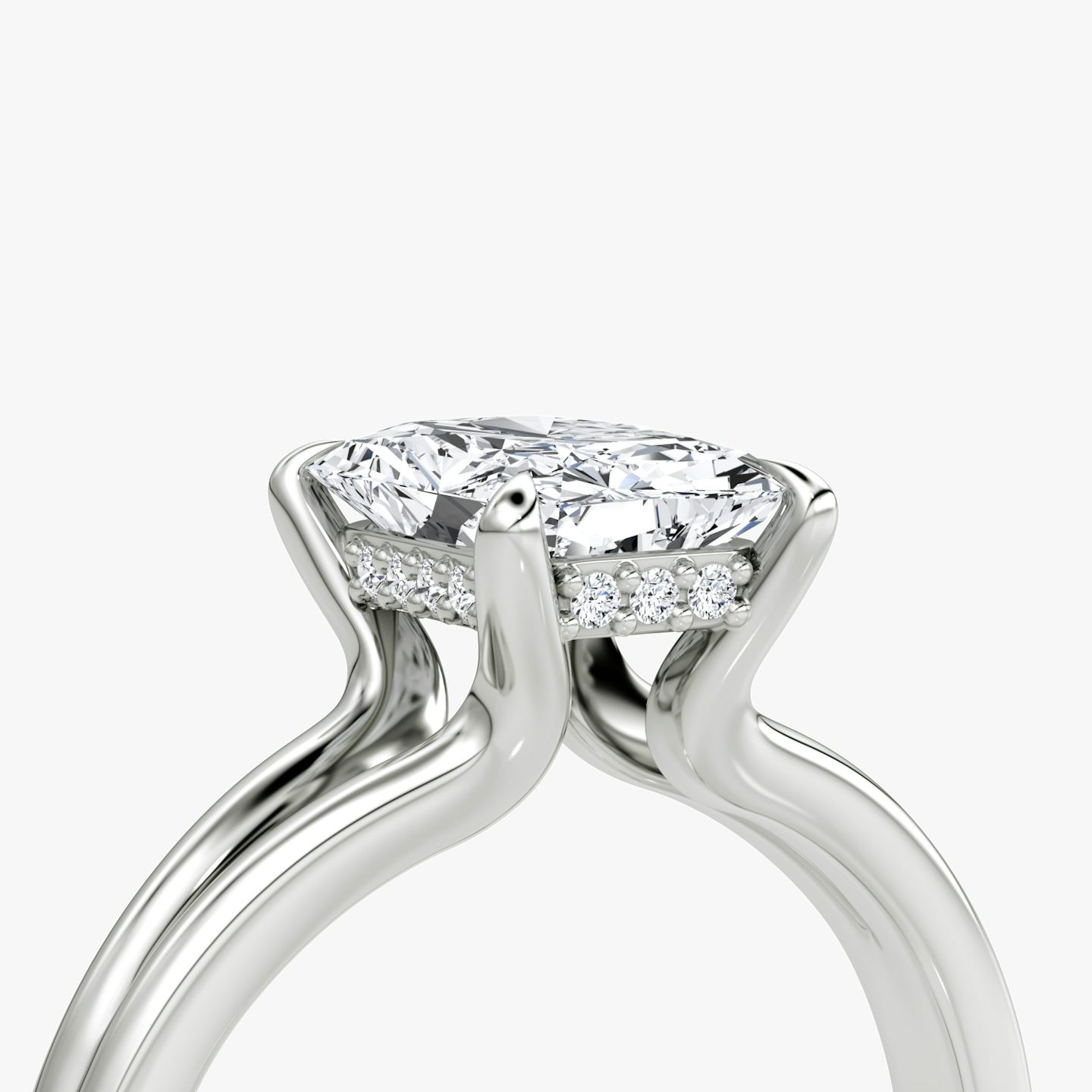Anillo de compromiso Floating Split Band | Radiante | Platino | bandAccent: Simple | diamondOrientation: vertical | caratWeight: other
