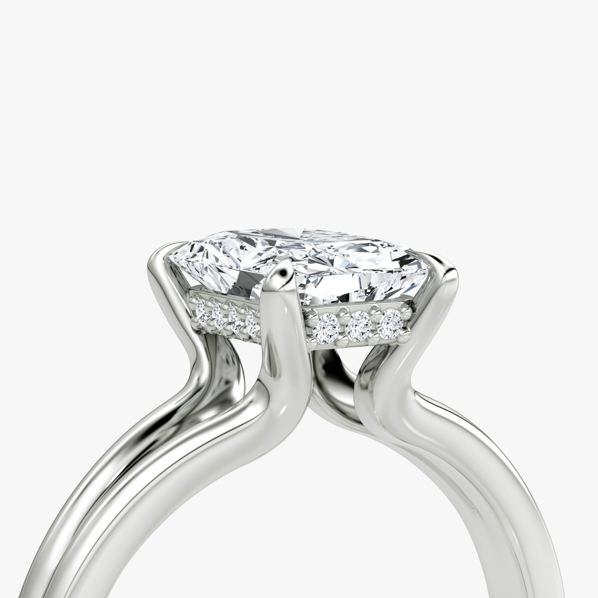 The Floating Split Band | Radiant | 18k | White Gold | bandAccent: Plain | diamondOrientation: vertical | caratWeight: other