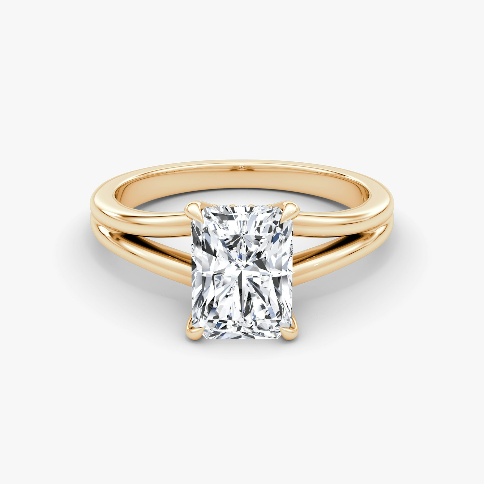 The Floating Split Band | Radiant | 14k | Rose Gold | bandAccent: Plain | diamondOrientation: vertical | caratWeight: other