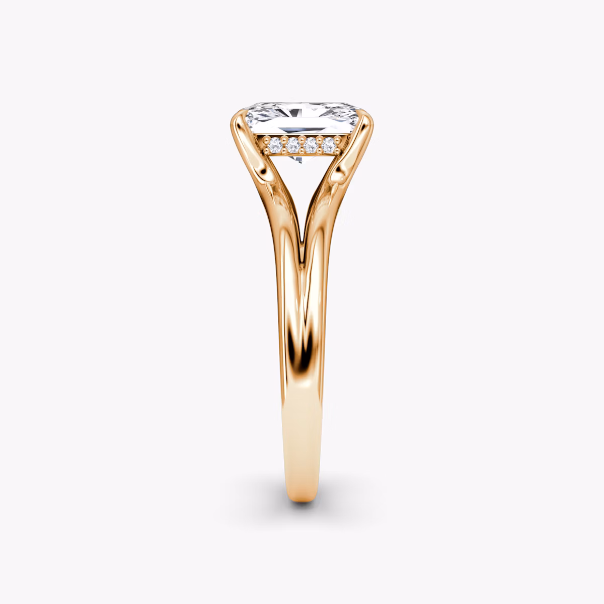 The Floating Split Band | Radiant | 14k | Rose Gold | bandAccent: Plain | diamondOrientation: vertical | caratWeight: other