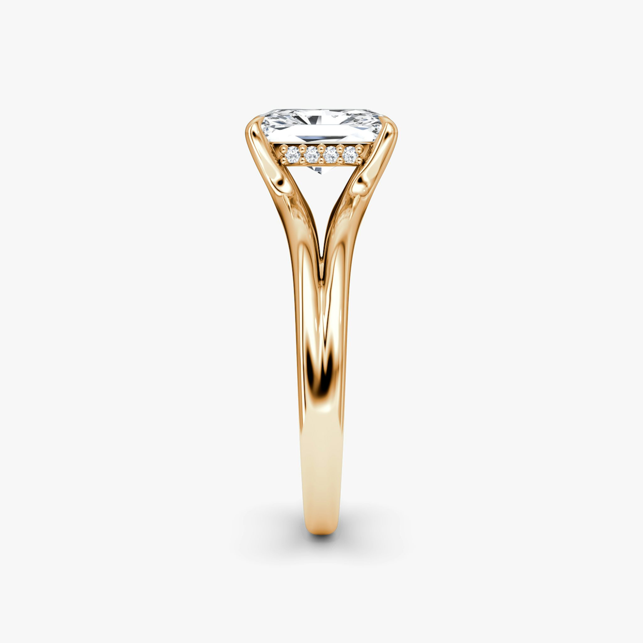 The Floating Split Band | Radiant | 14k | Rose Gold | bandAccent: Plain | diamondOrientation: vertical | caratWeight: other