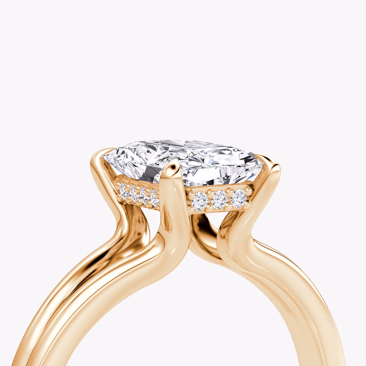 The Floating Split Band | Radiant | 14k | Rose Gold | bandAccent: Plain | diamondOrientation: vertical | caratWeight: other