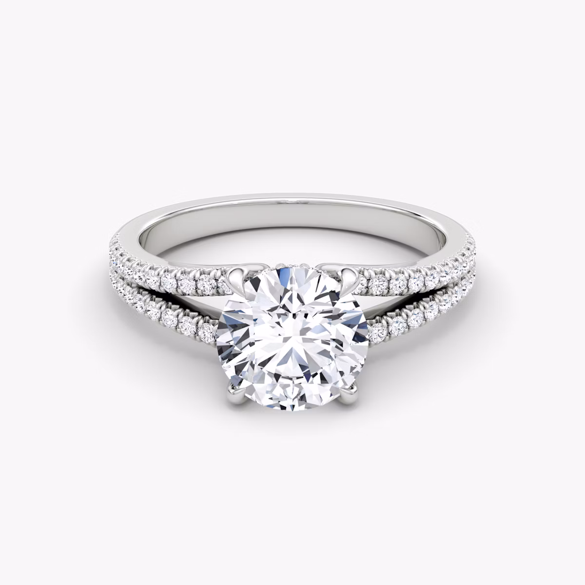 The Floating Split Band | Round Brilliant | Platinum | bandAccent: Pavé | caratWeight: 1.5ct | diamondOrientation: vertical