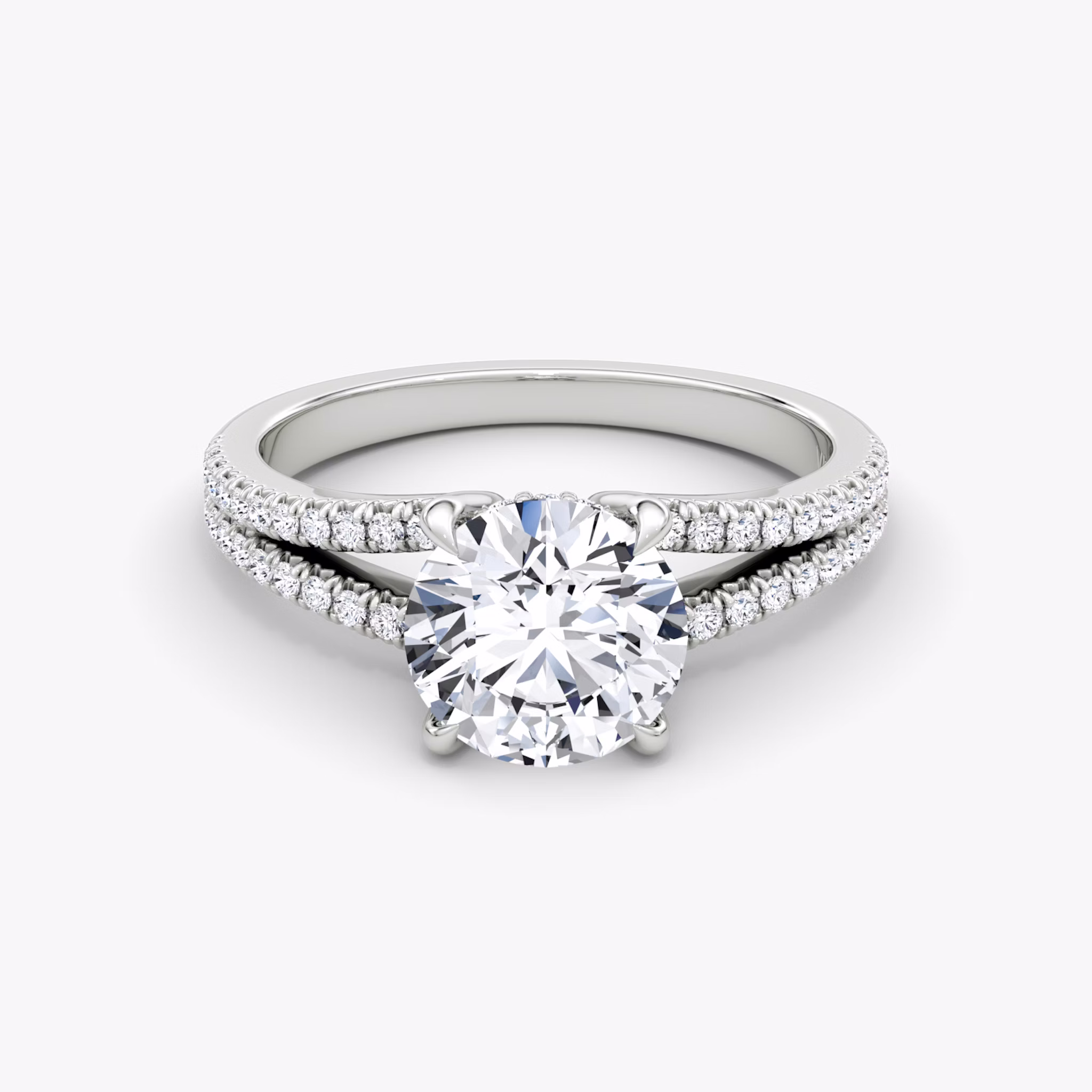 The Floating Split Band | Round Brilliant | Platinum | bandAccent: Pavé | caratWeight: other | diamondOrientation: vertical