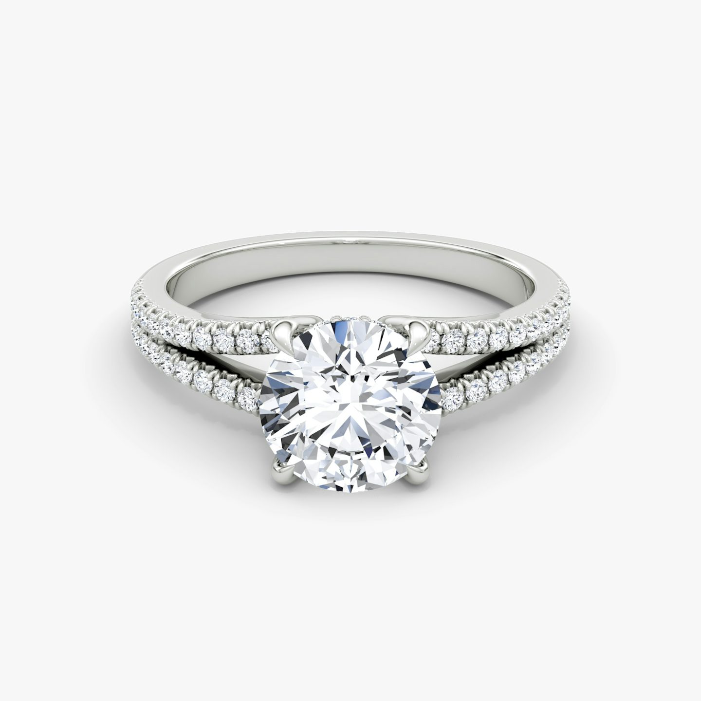 The Floating Split Band | Round Brilliant | 18k | White Gold | bandAccent: Pavé | caratWeight: 1.0ct | diamondOrientation: vertical